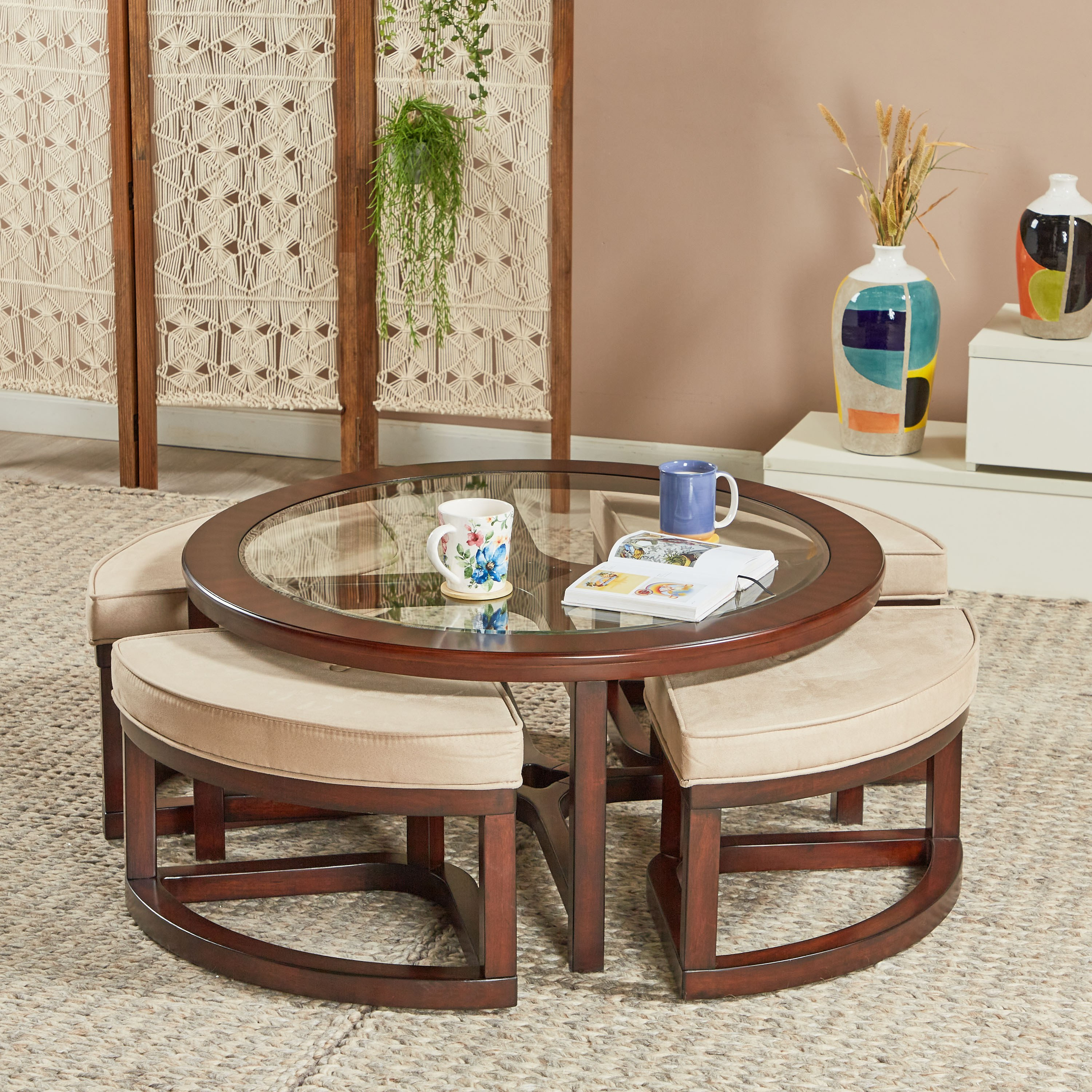 Living room discount table with stools