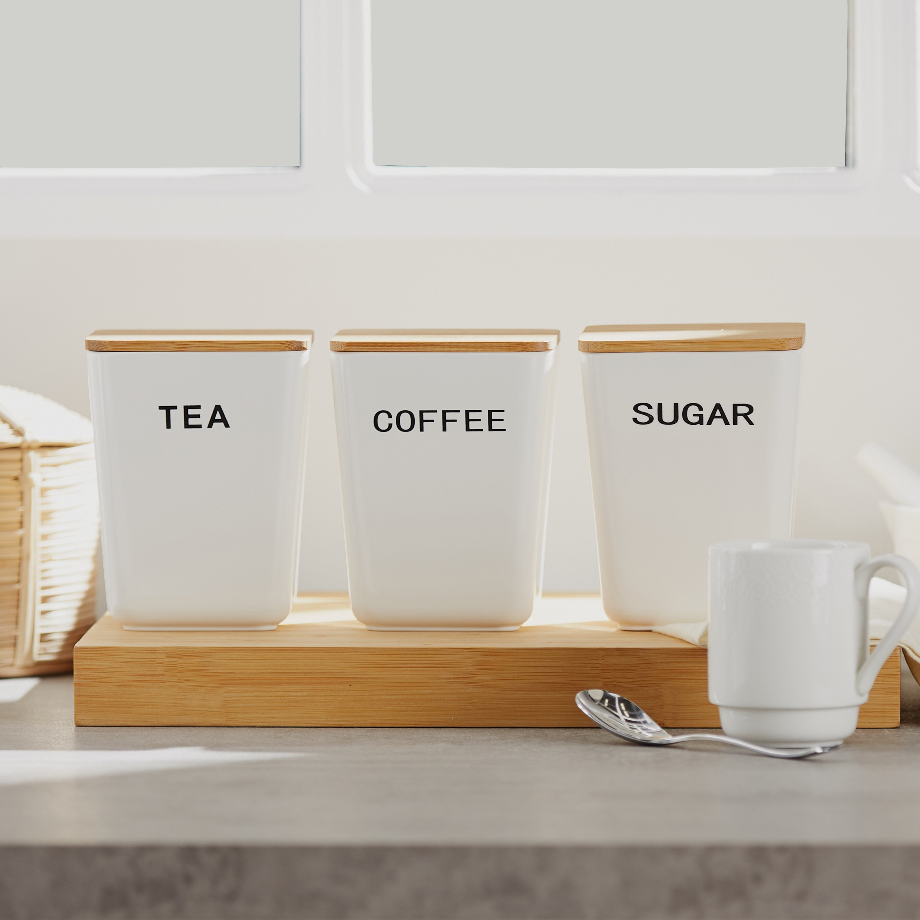 Coffee tea and store sugar canister set