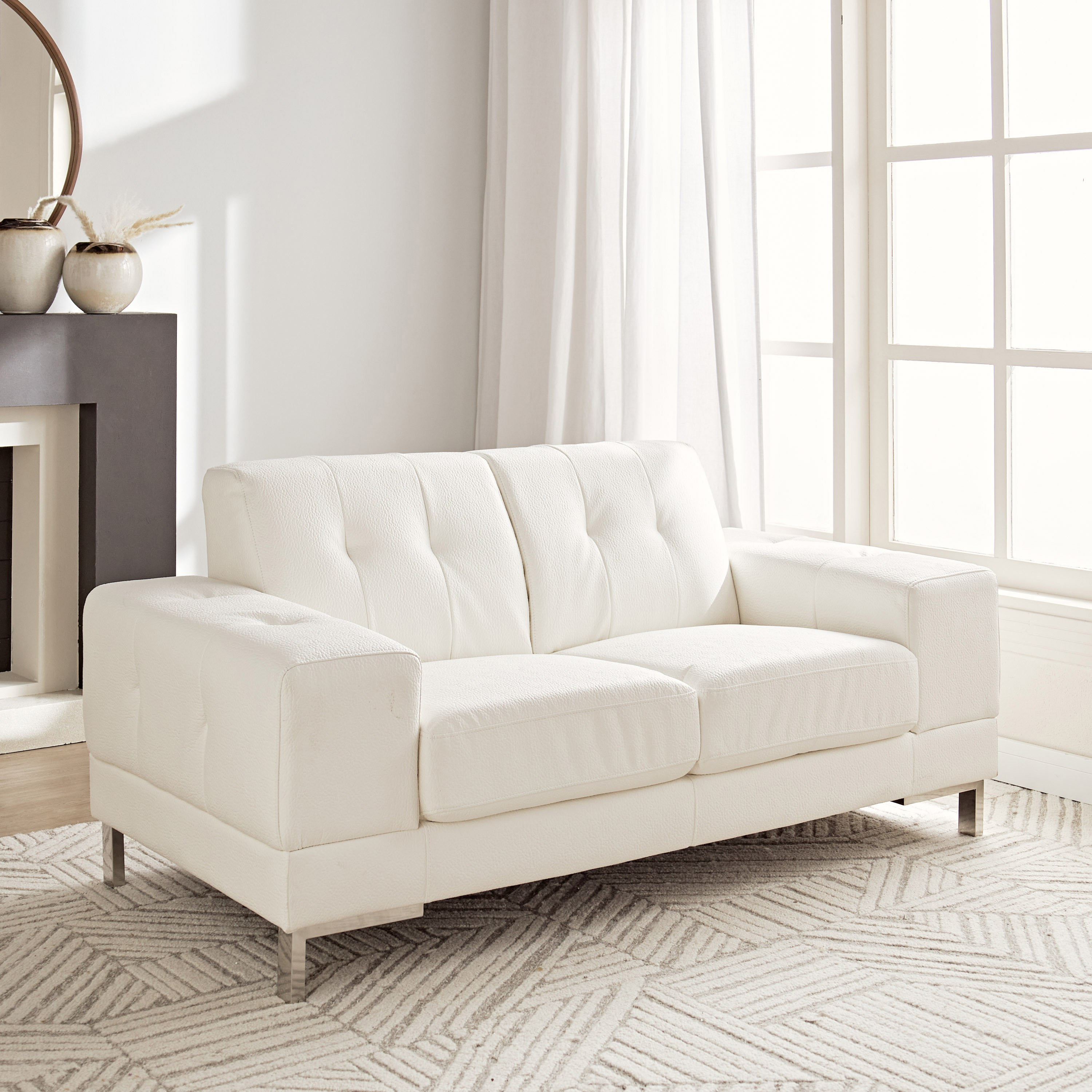 White leather deals furniture set