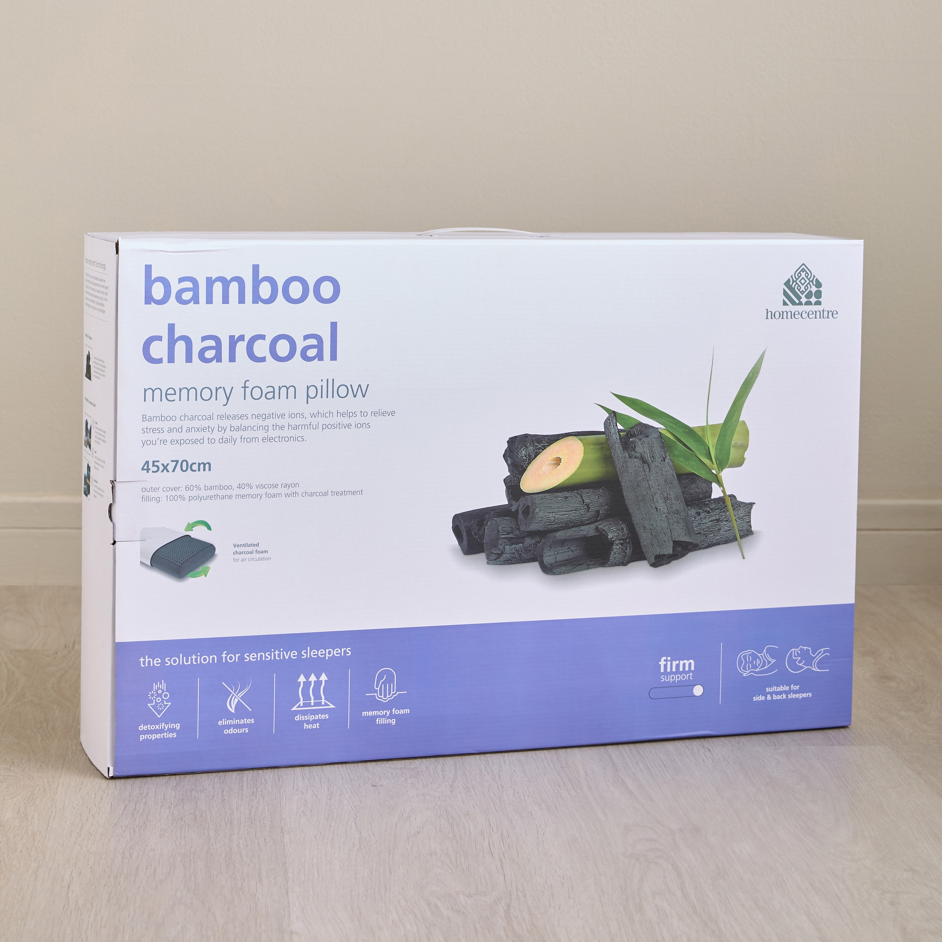 Bamboo Charcoal Firm Memory Foam 1-Piece Pillow - 45x70 cm-household-bedding-pillows-image-5