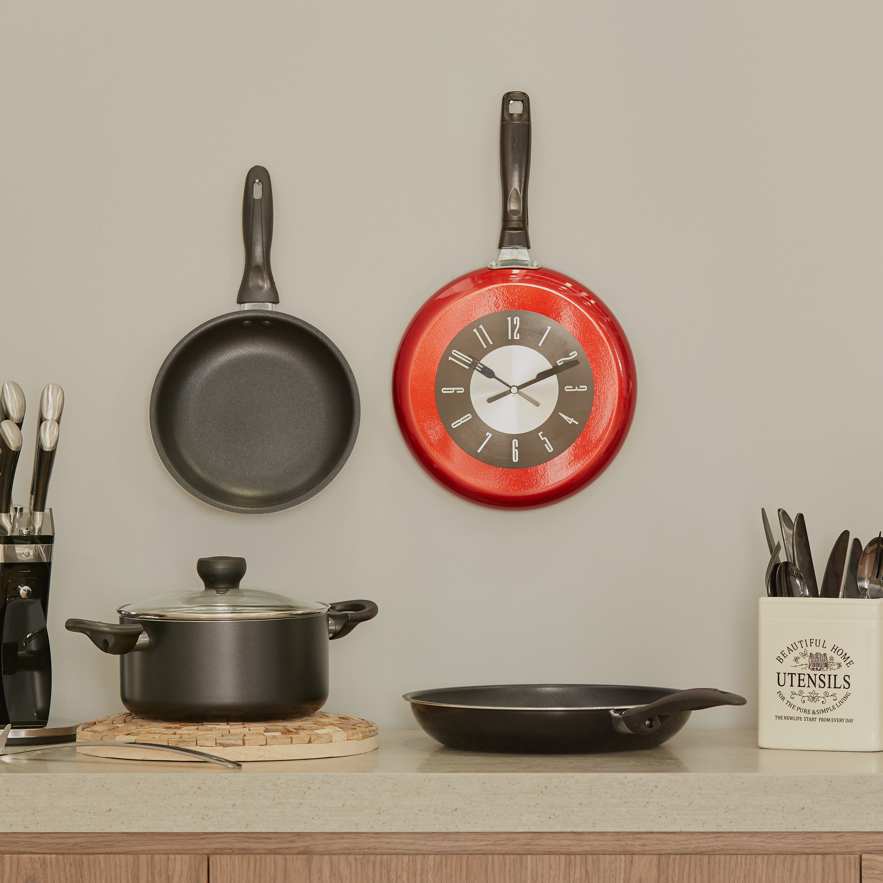 Shop Vettora Frying Pan Shaped Wall Clock | Home Centre UAE