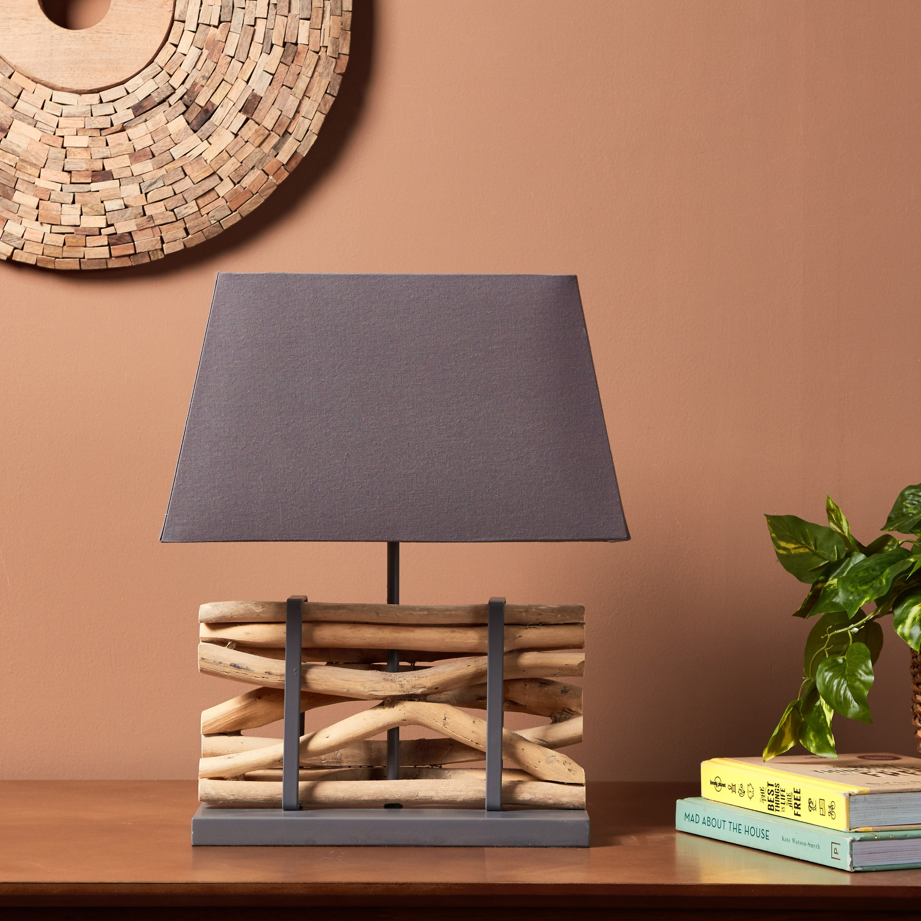 Rustic wood outlet table lamps