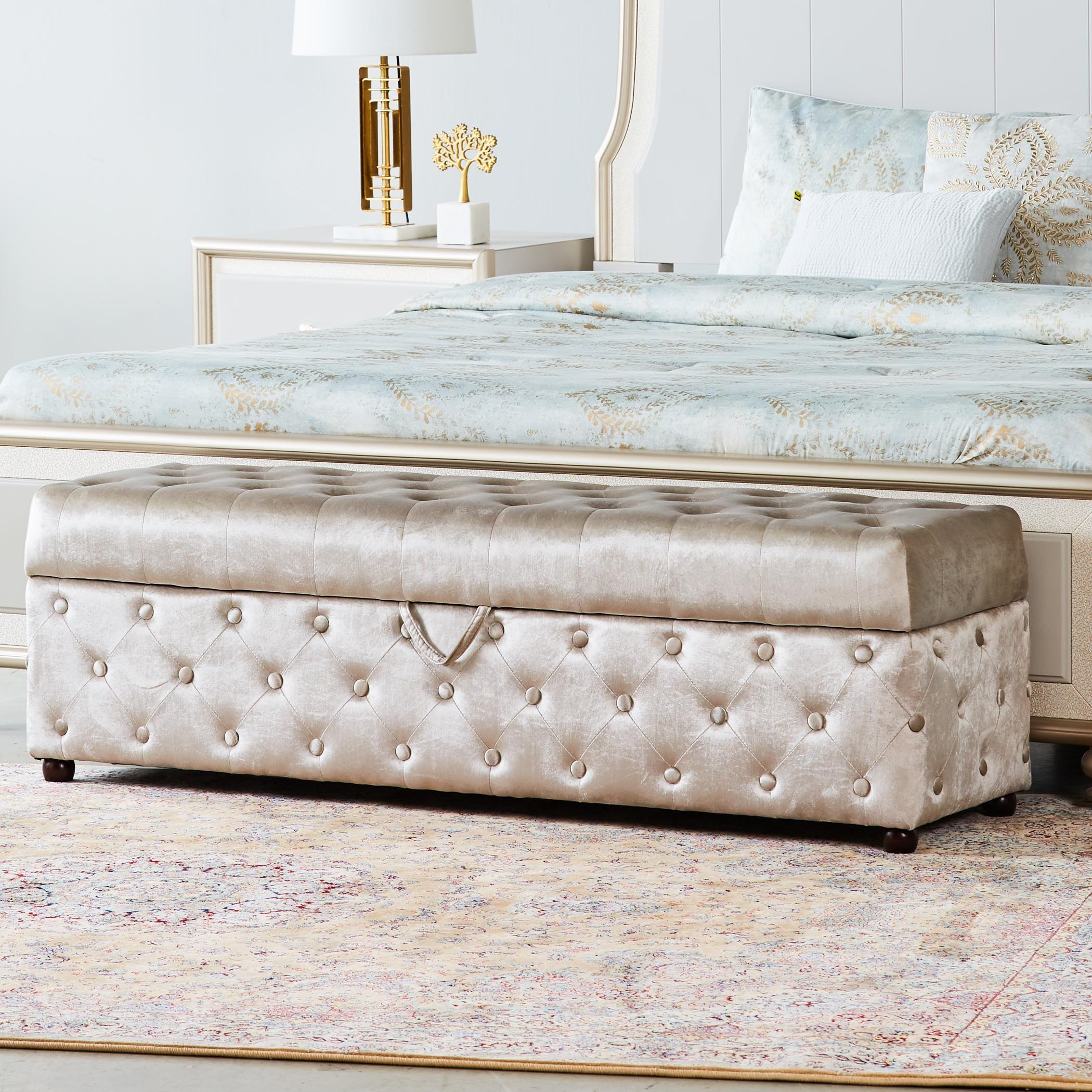 Crushed velvet deals storage bed