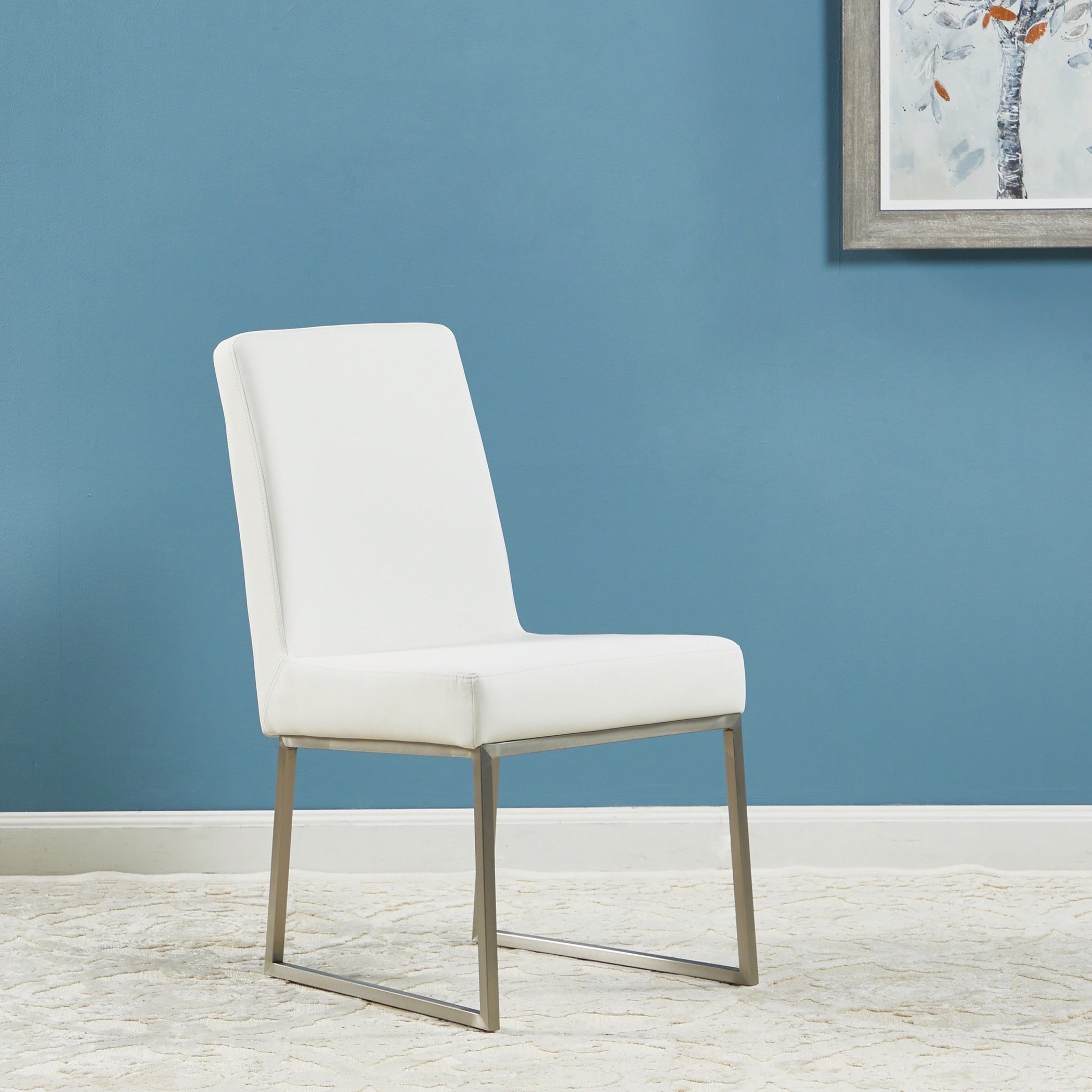 Modern white leather dining shop chairs