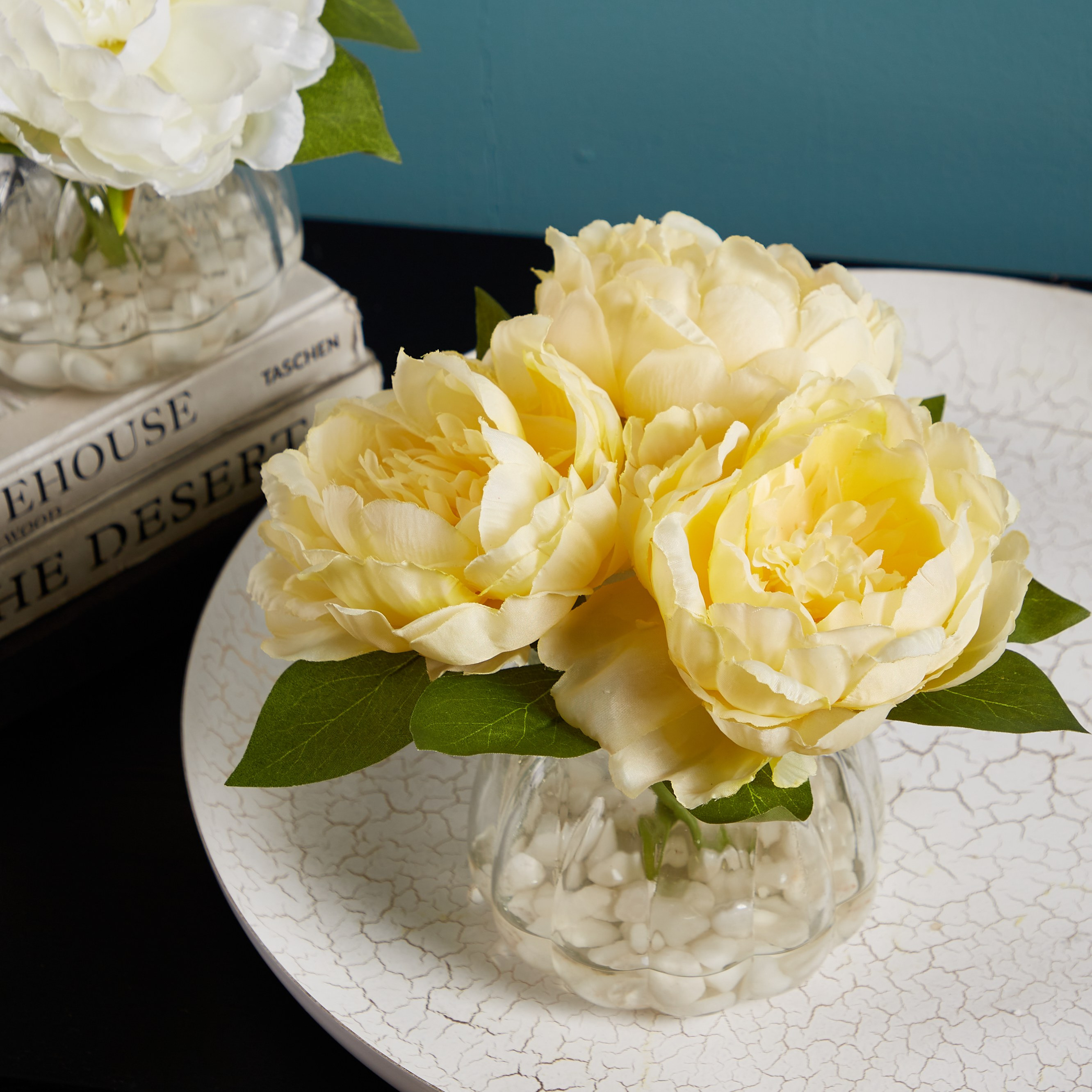 Buy Peony Artificial Flowers with Vase and Pebbles - 28 cm Online ...
