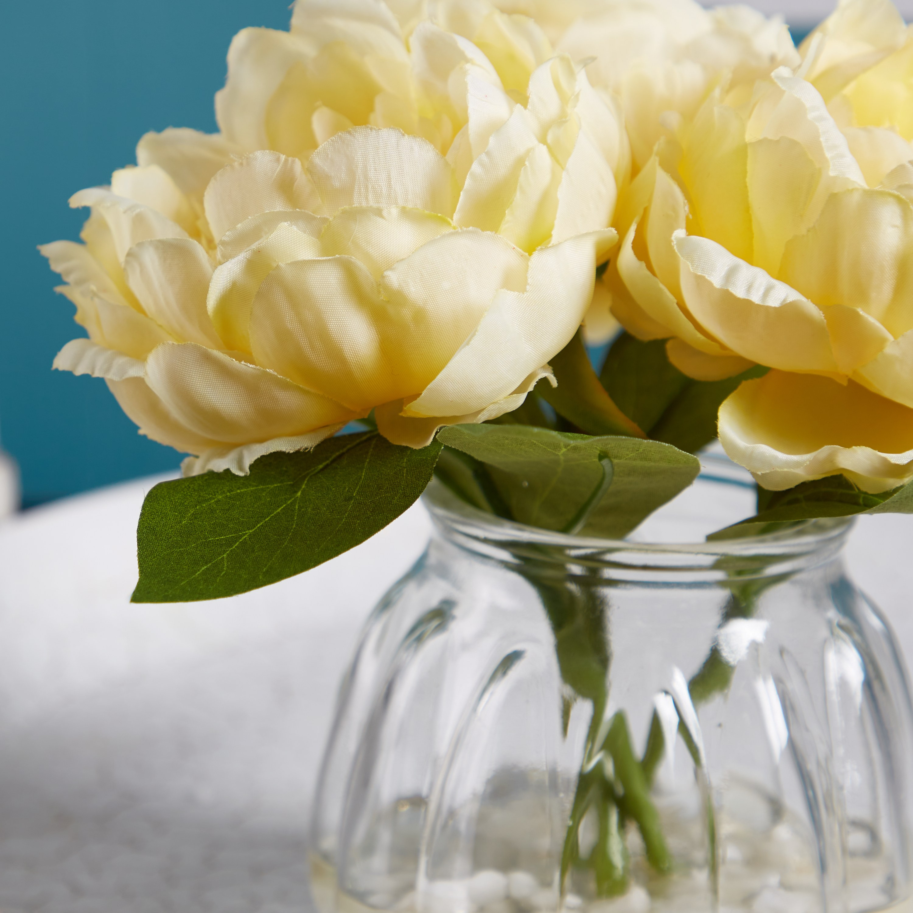 Buy Peony Artificial Flowers with Vase and Pebbles - 28 cm Online ...