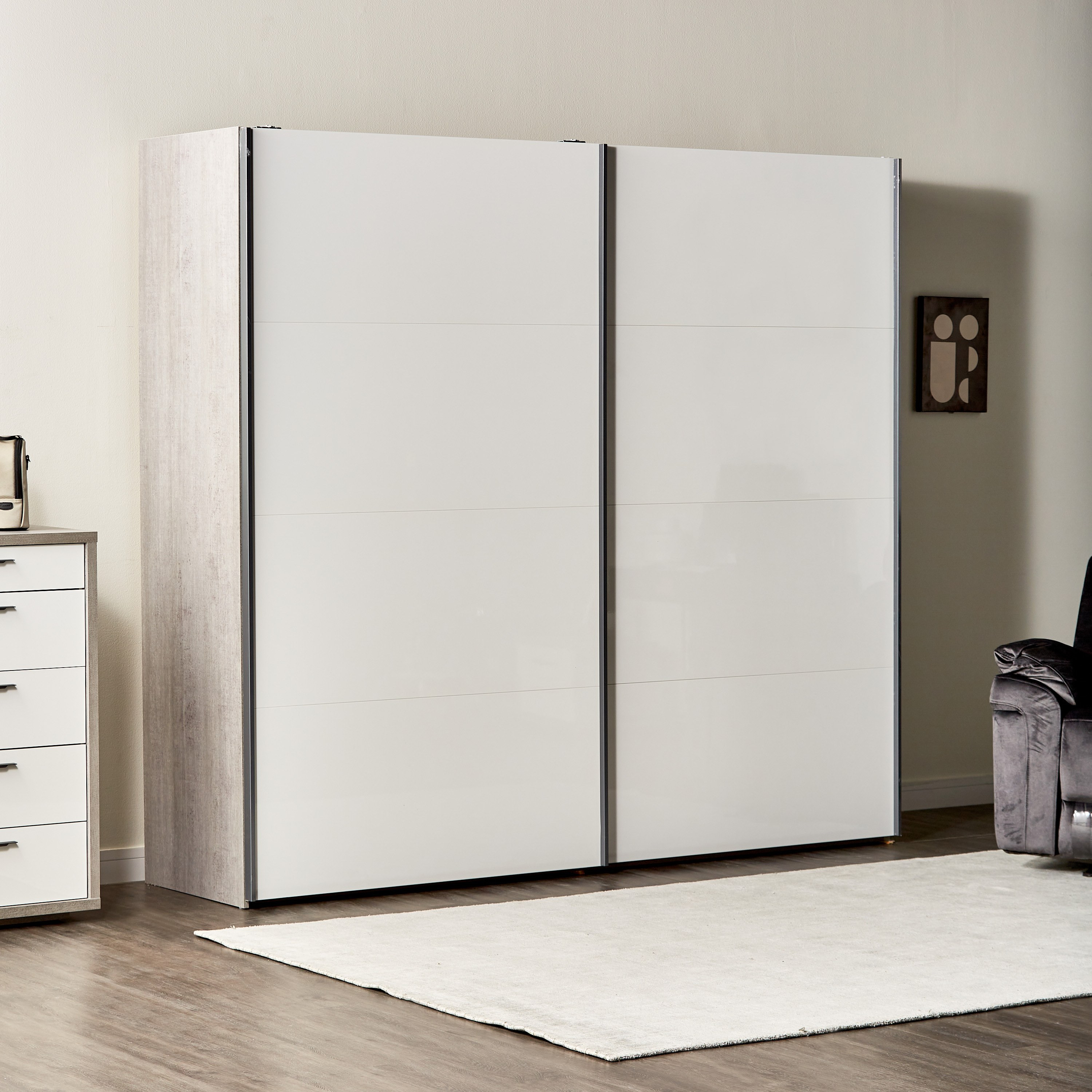 Grey and white deals wardrobes