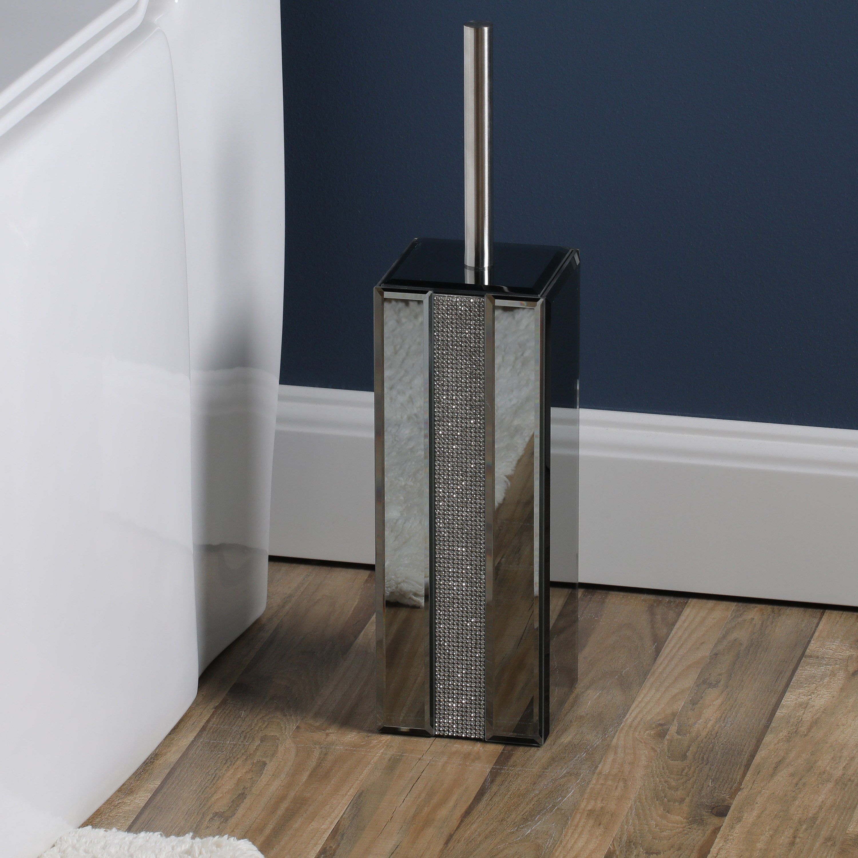mirrored toilet brush holder