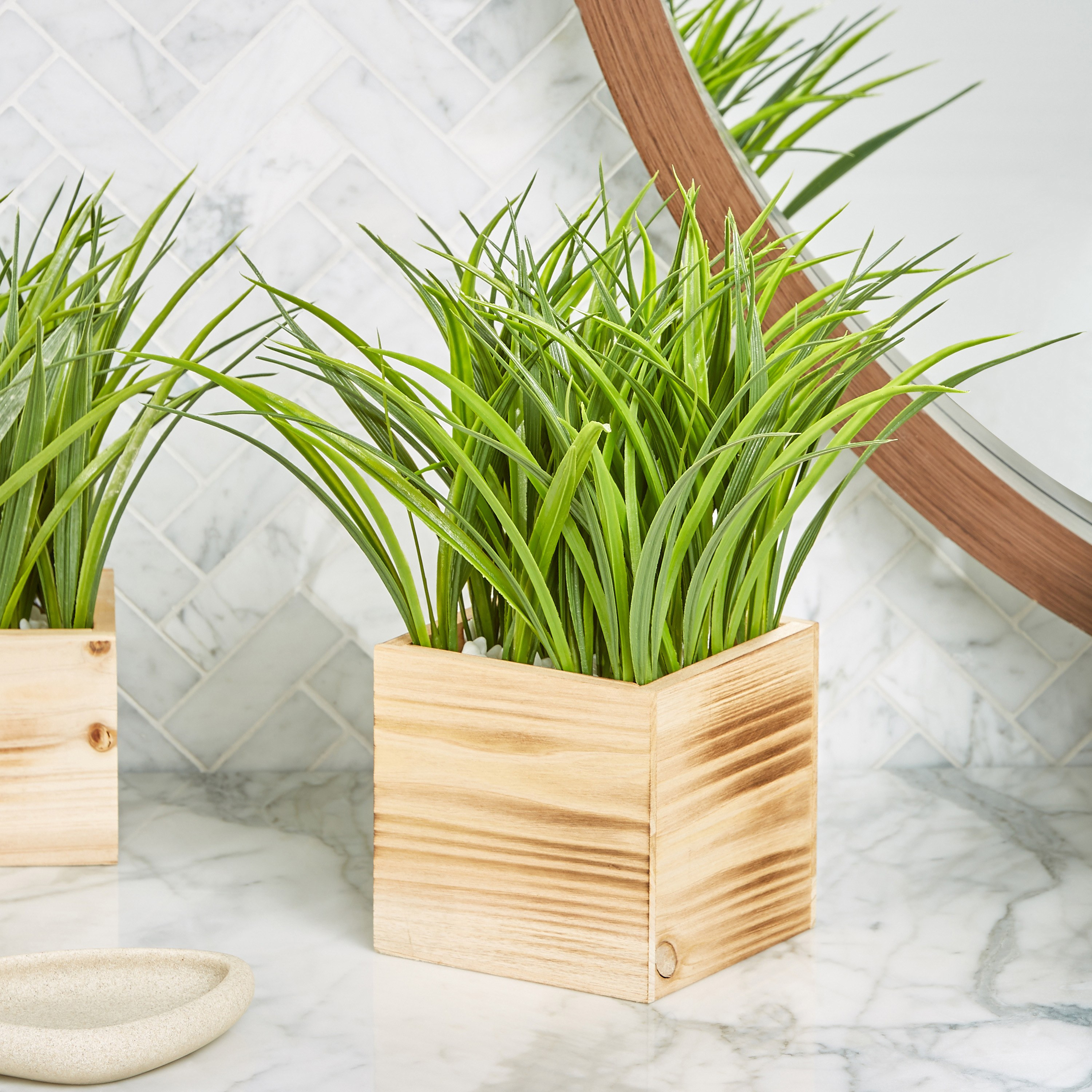 Grass Artificial Plant with Vase-household-gardenandoutdoor-artificialflowersandplants-plants-image-2
