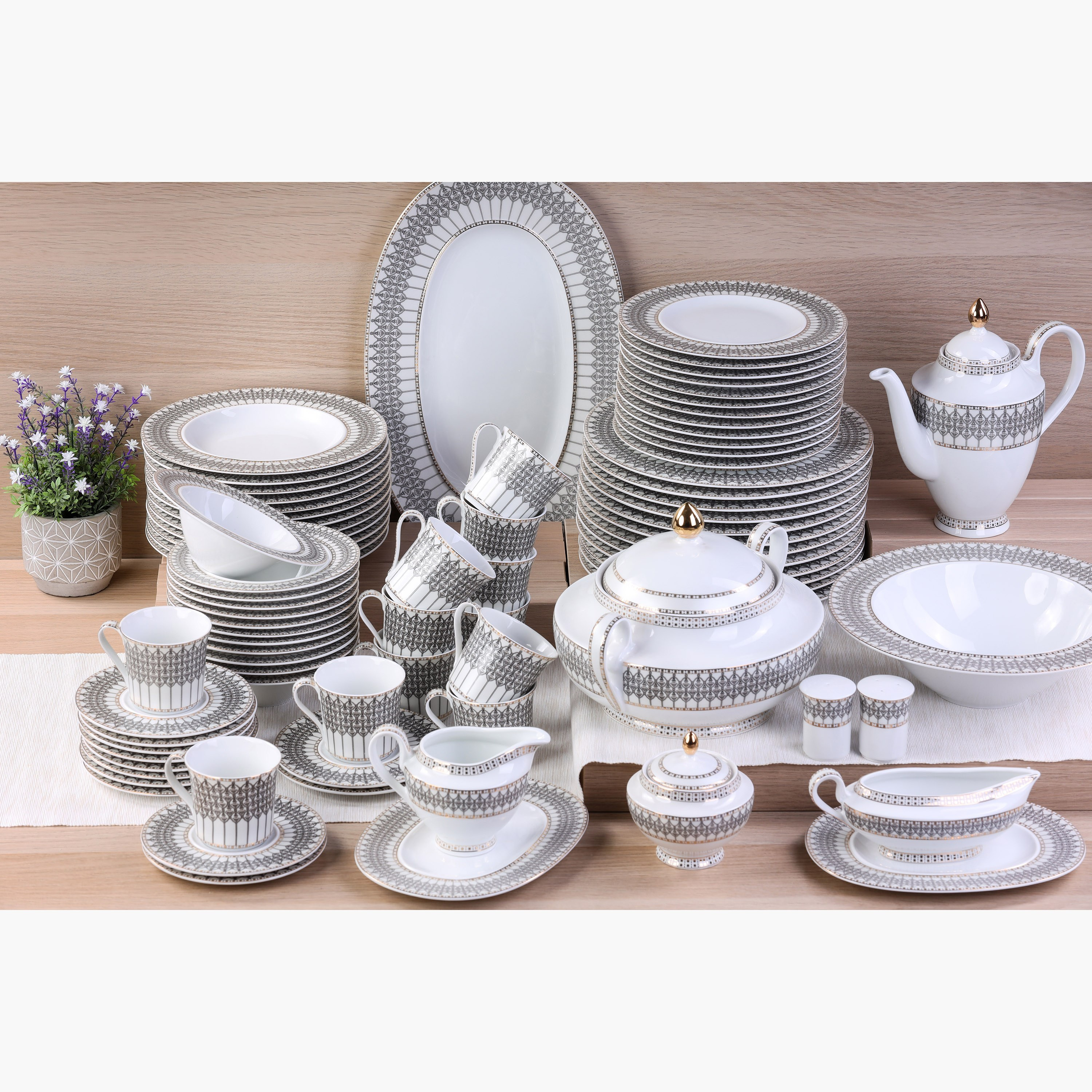 Shop Albert 86-Piece Porcelain Dinner Set Homecentre Oman