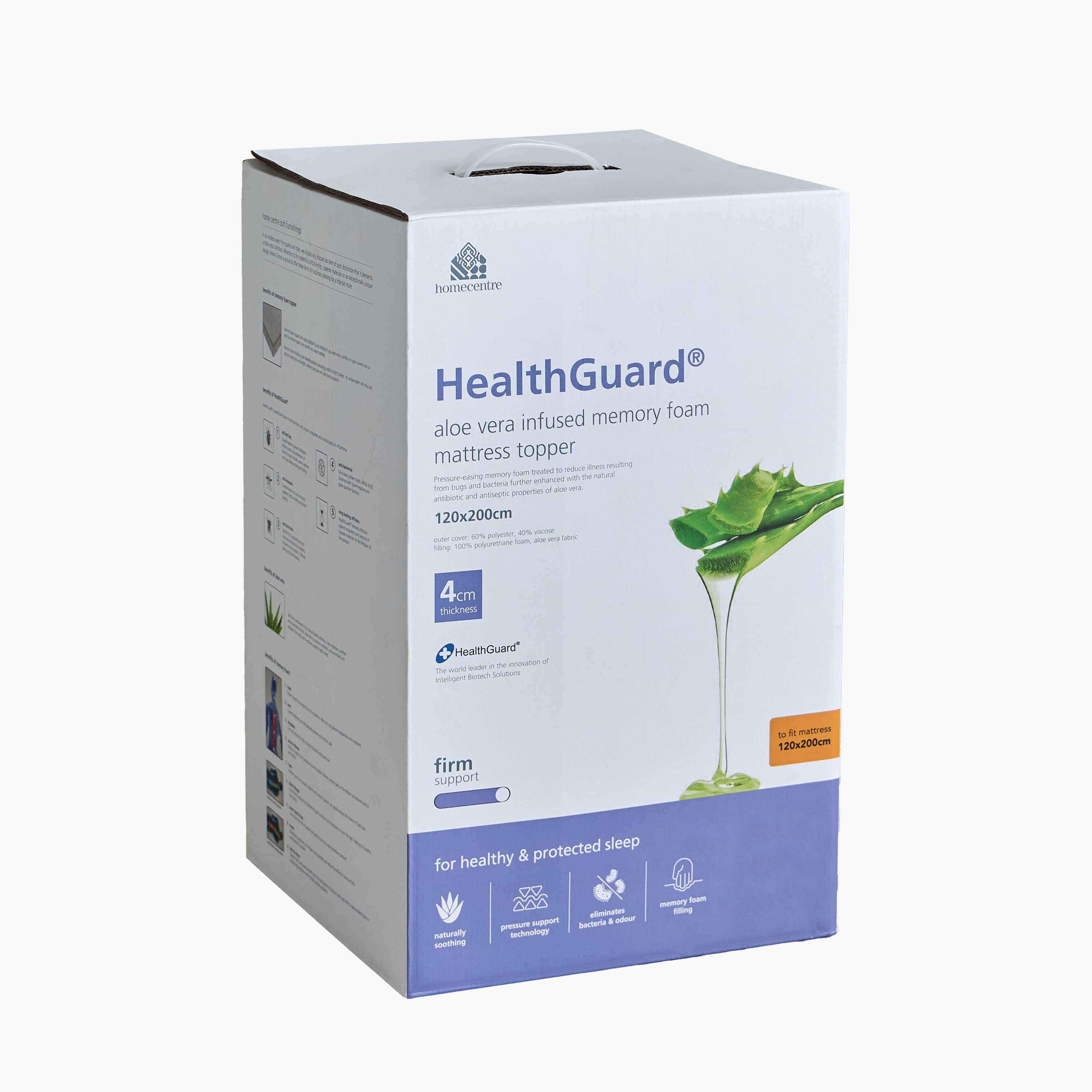 Healthguard Aloe Vera Memory Foam Mattress Topper - 120x200+4 cm-household-bedding-mattresstoppersandprotectors-mattresstoppers-image-6