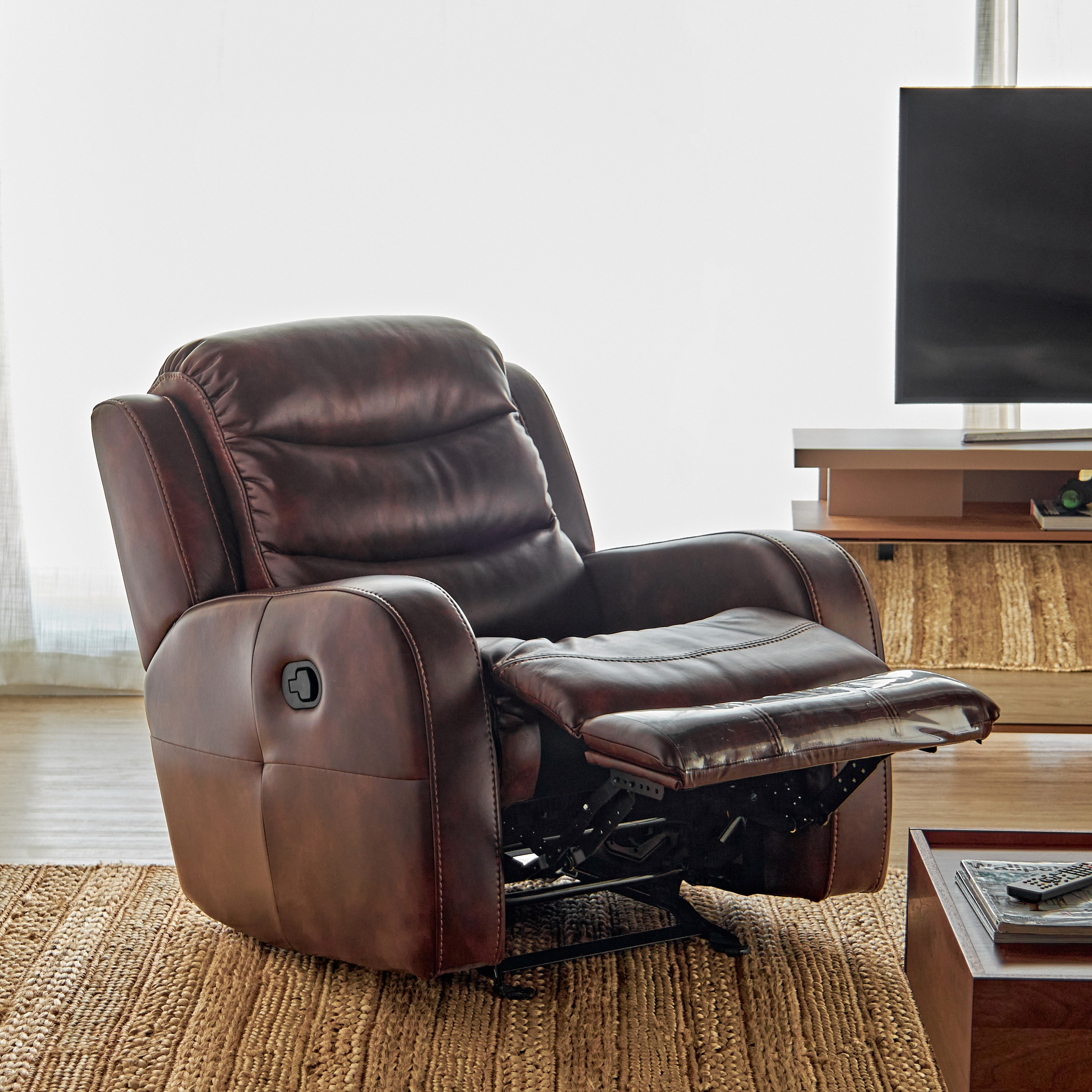 Leather rocker deals recliners on sale