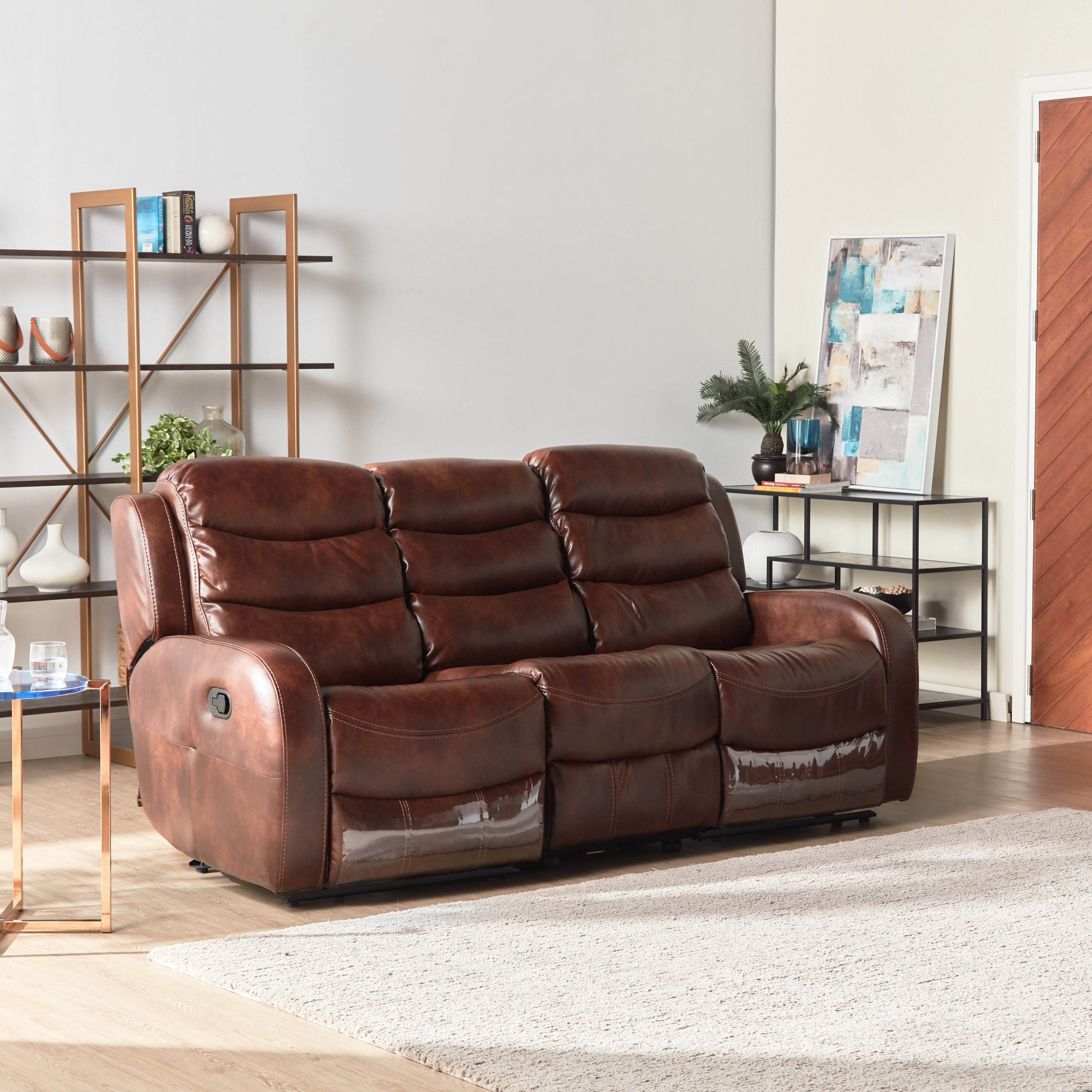 Shop Chaplin 3 Seater Faux Leather Recliner Online Home Centre UAE