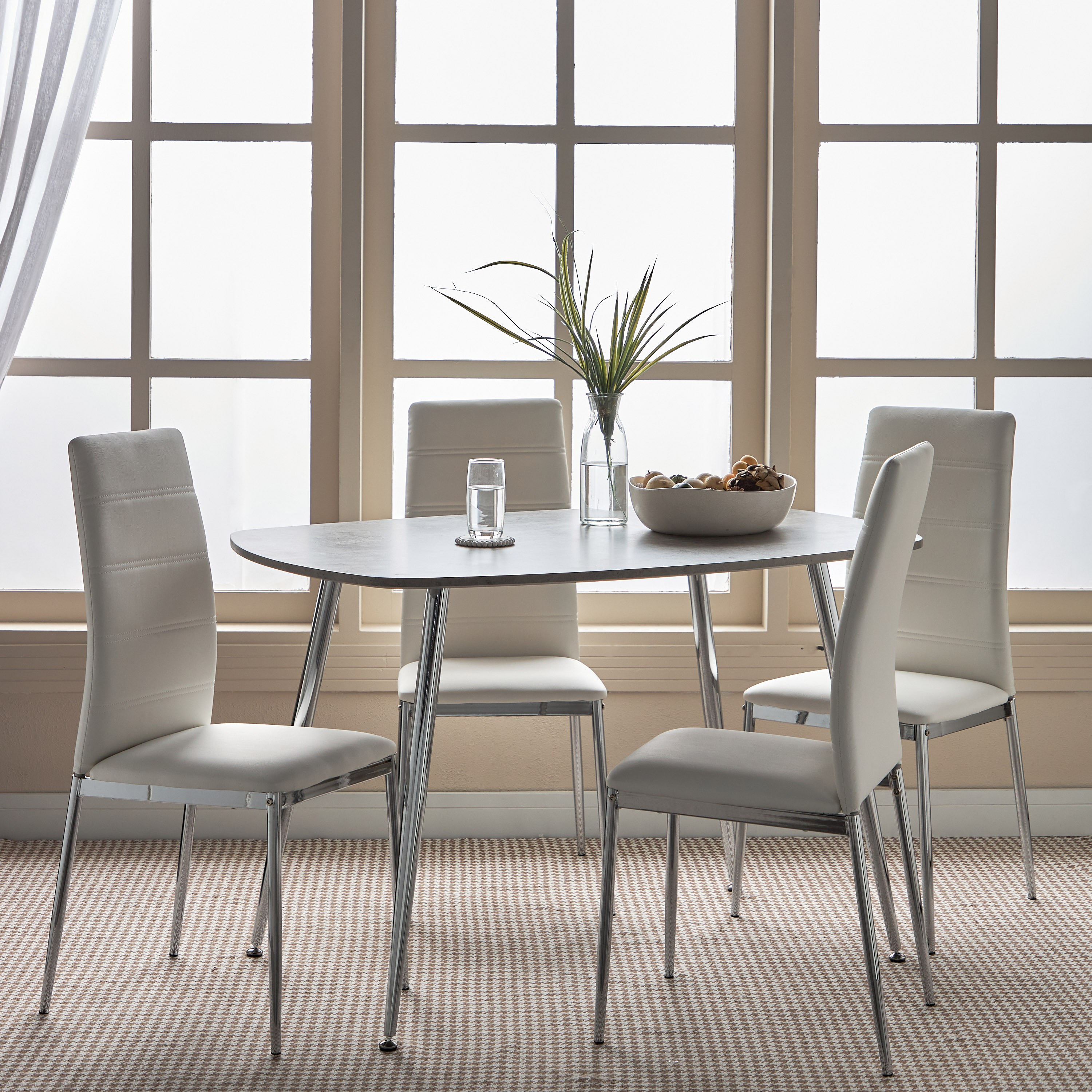 Silver dining chairs set deals of 4