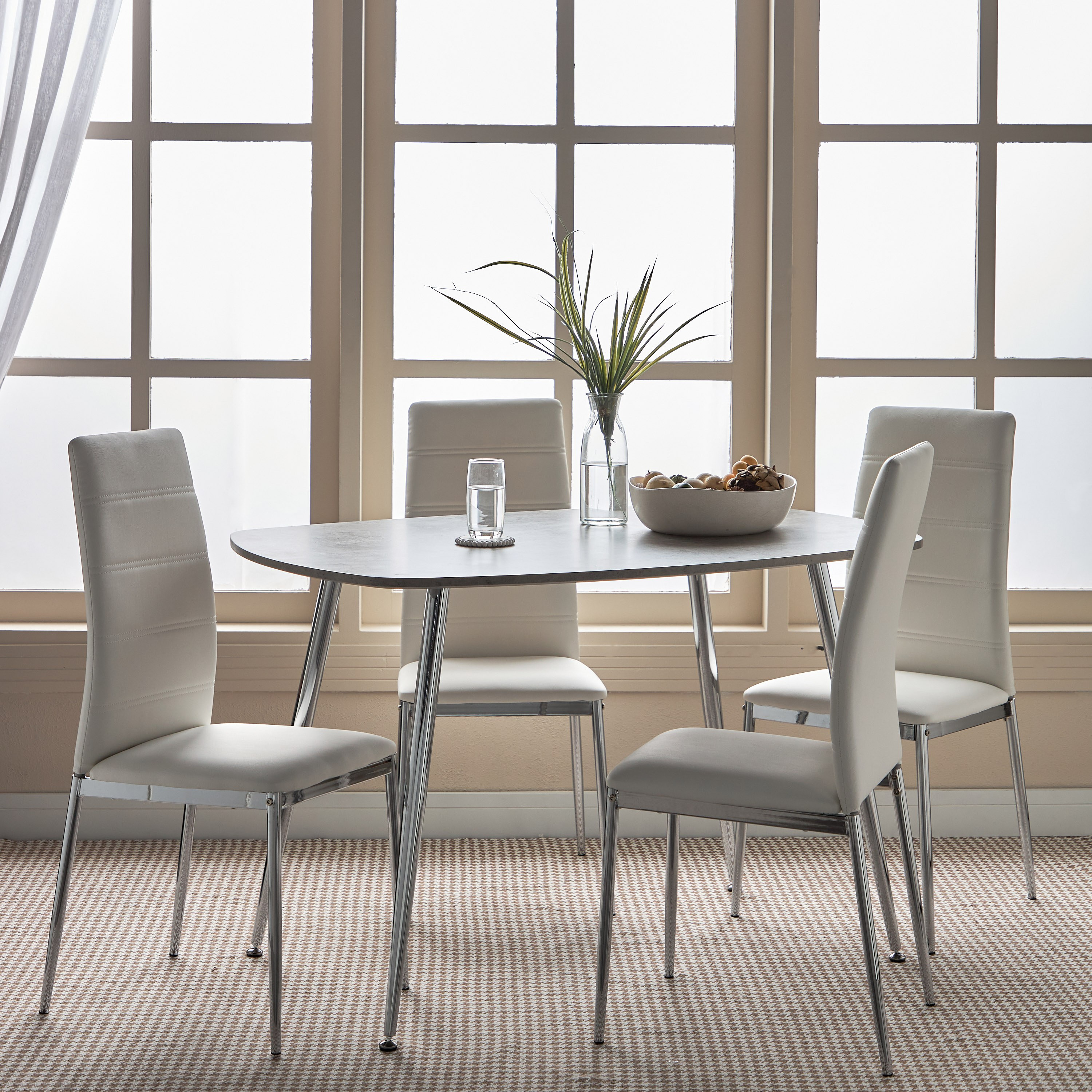 Warden 4-Seater Wooden Top Dining Set
