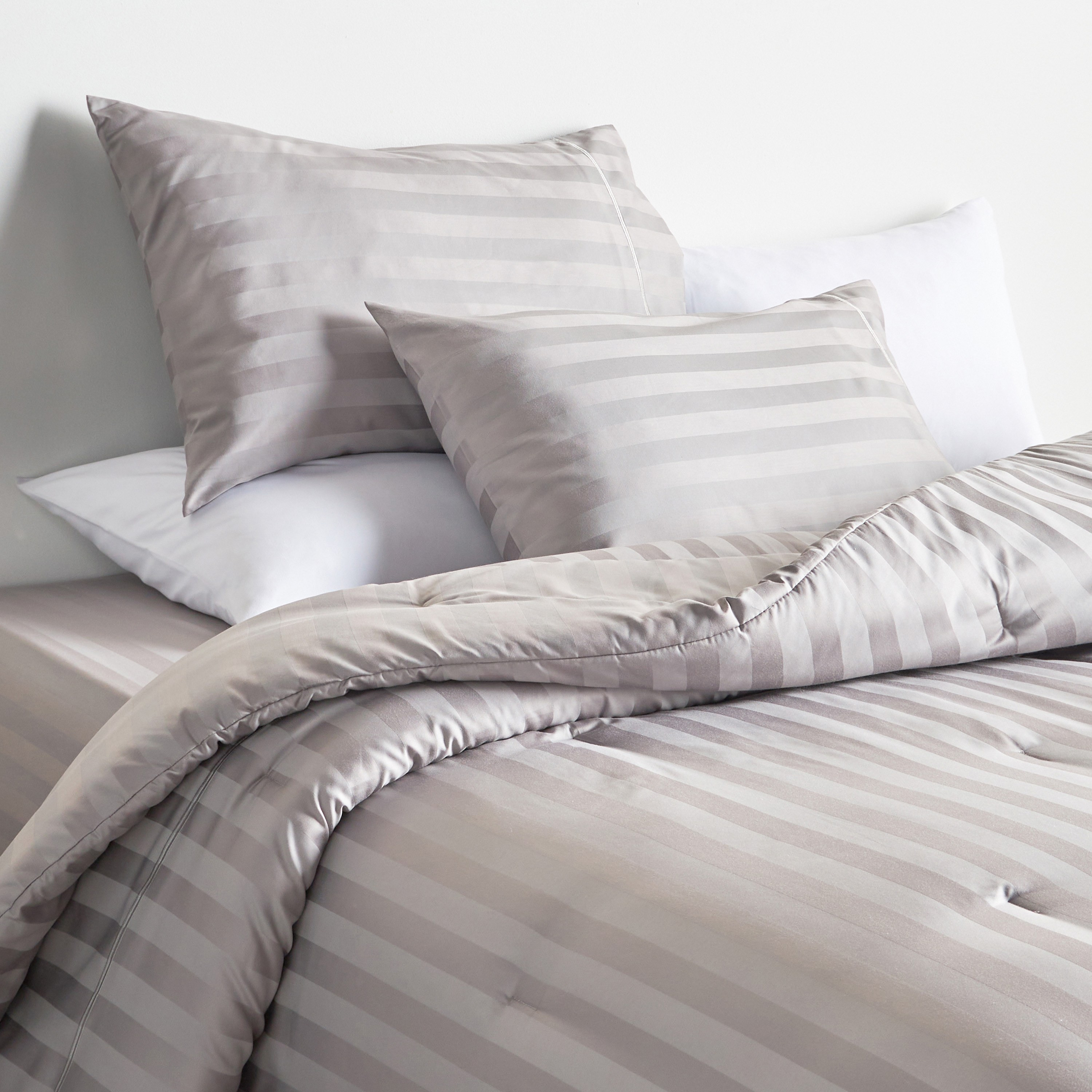 Satin Stripe Pima Cotton Sateen 525 Thread Count 3-Piece Super King Comforter Set - 250x260 cm-household-bedding-comfortersandbedspreads-comforters-image-1