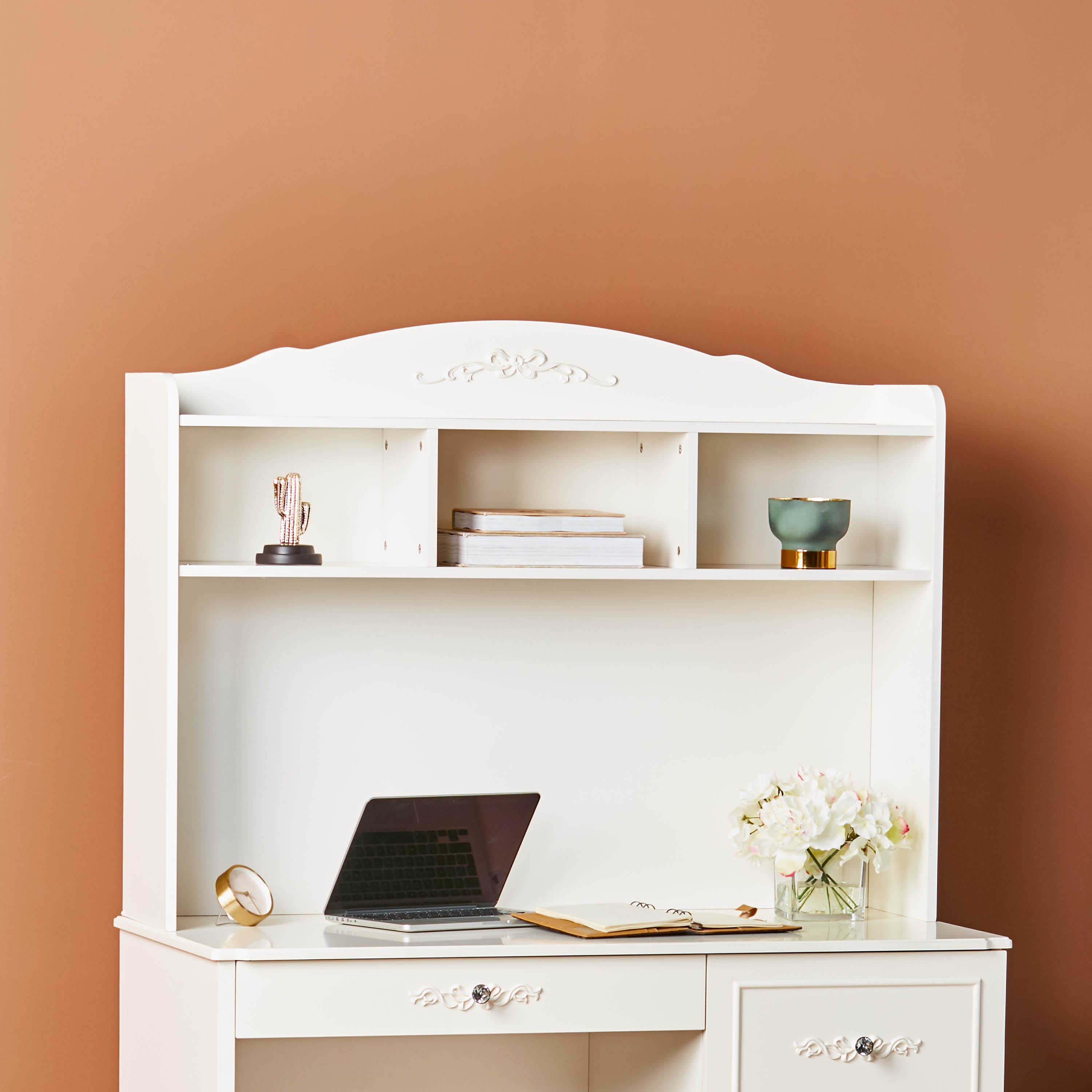 White deals desk hutch