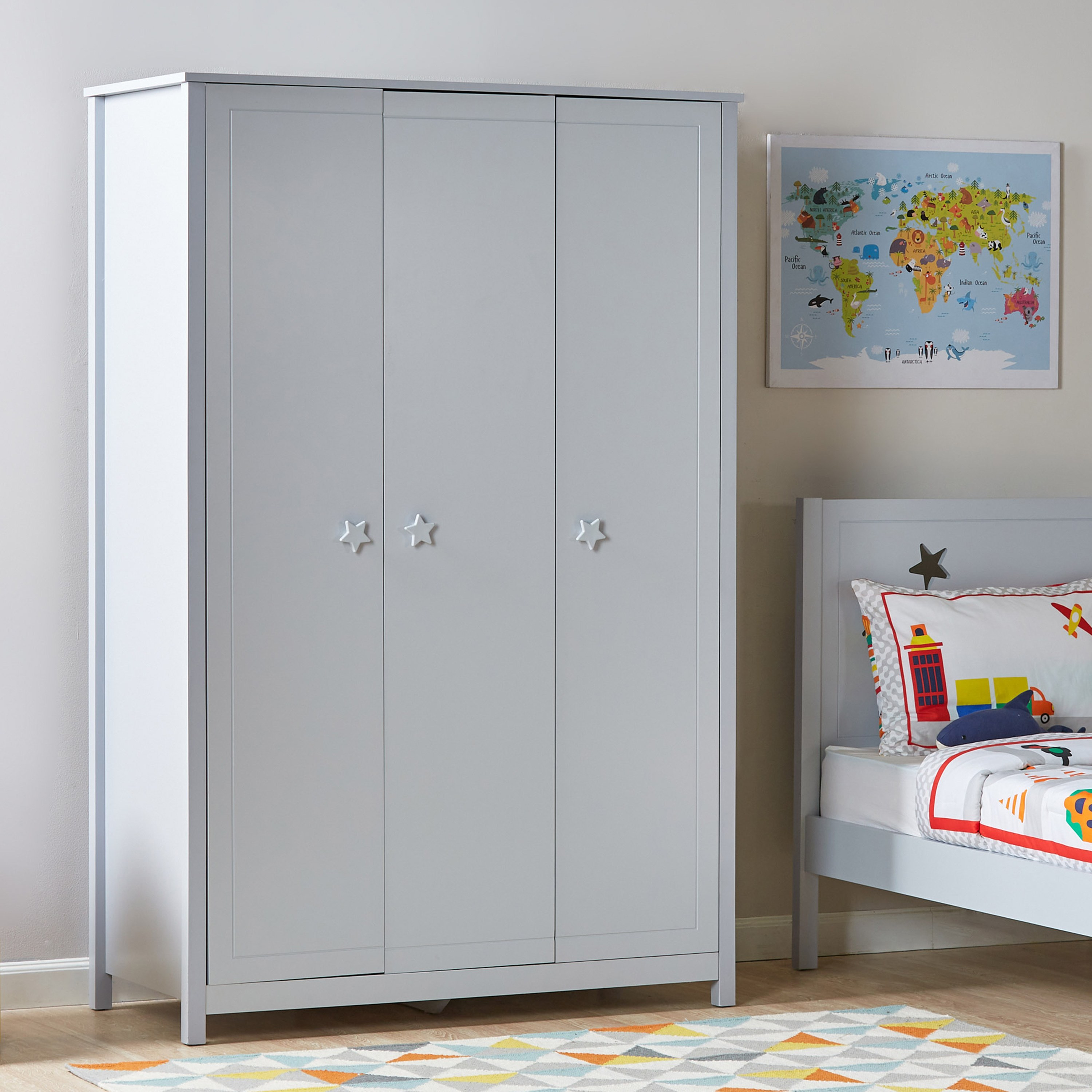 3 door outlet wardrobe grey