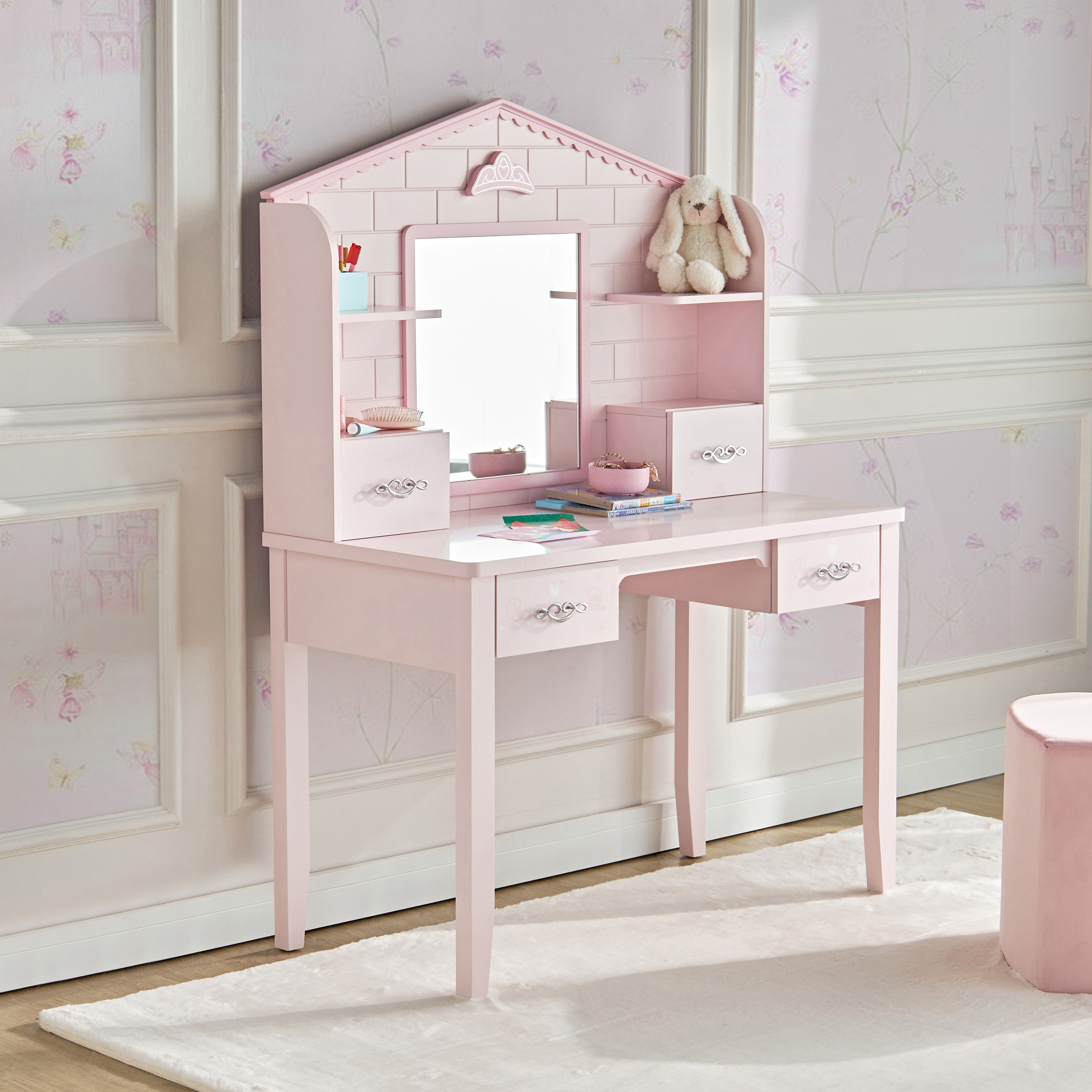 Royal Story Dressing Table with Hutch and Mirror