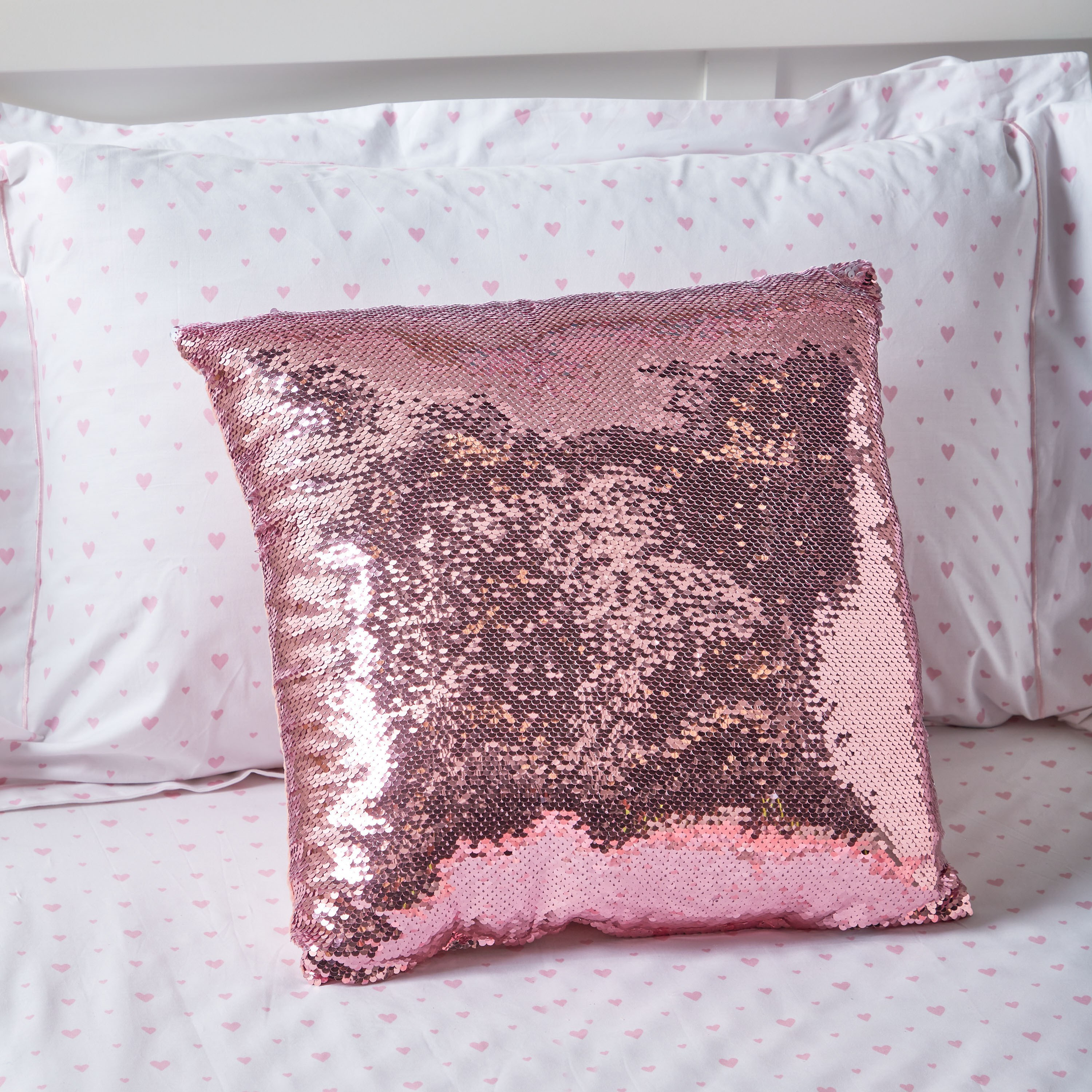 Pink sequin sale cushion