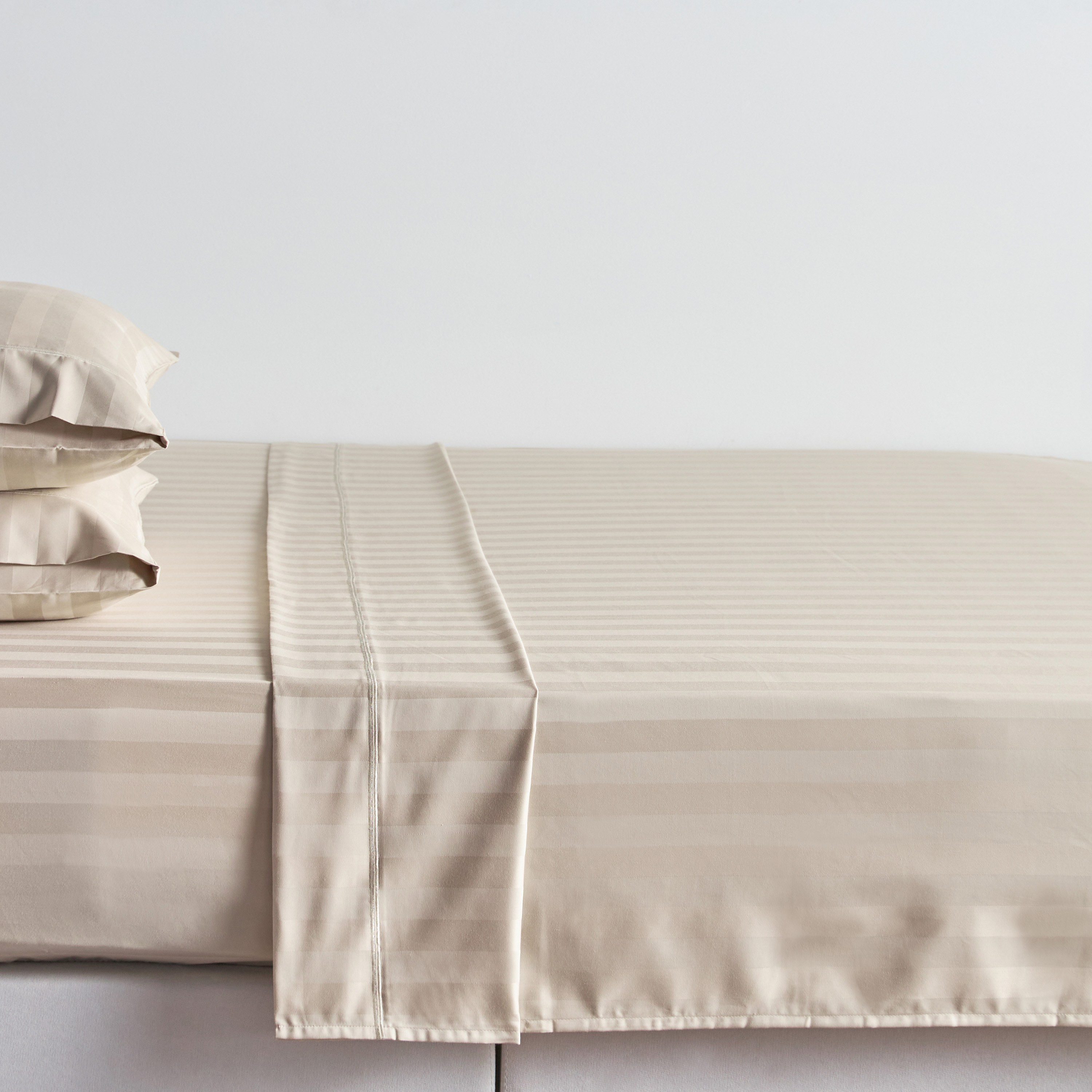 Satin Stripe Pima Cotton Sateen 525 Thread Count Super King Flat Sheet - 260x270 cm-household-bedding-sheetsandpillowcases-flatsheets-image-1