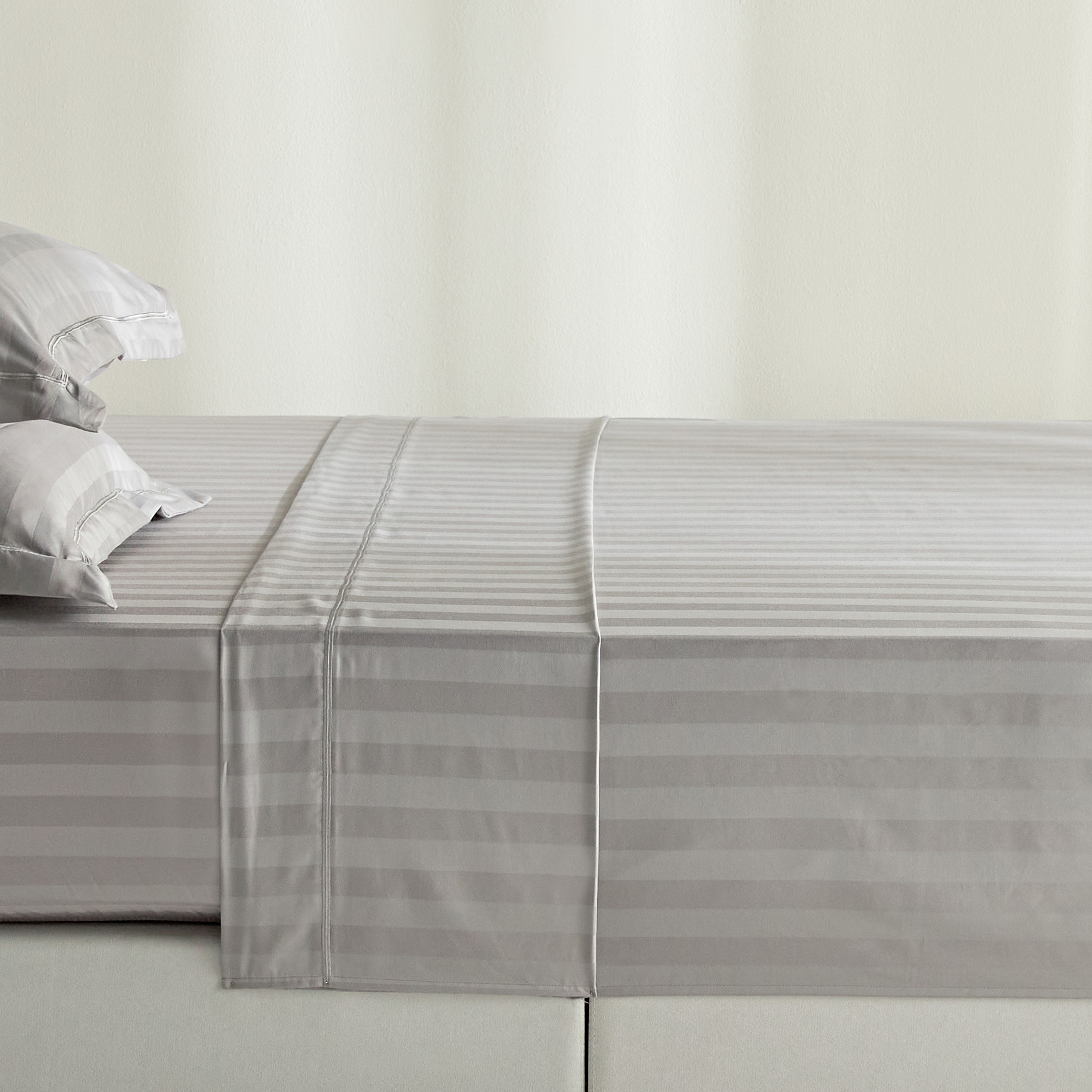Satin Stripe Pima Cotton Sateen 525 Thread Count Super King Flat Sheet - 260x270 cm-household-bedding-sheetsandpillowcases-flatsheets-image-1