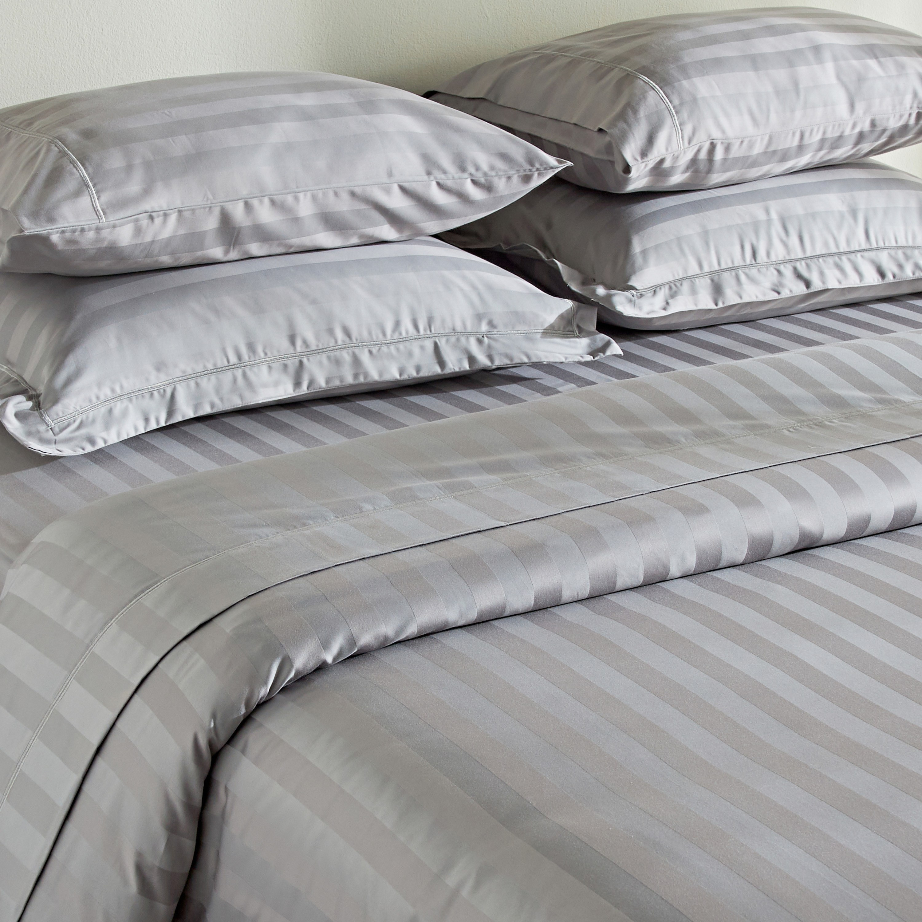 Satin Stripe Pima Cotton Sateen 525 Thread Count Super King Flat Sheet - 260x270 cm-household-bedding-sheetsandpillowcases-flatsheets-image-2