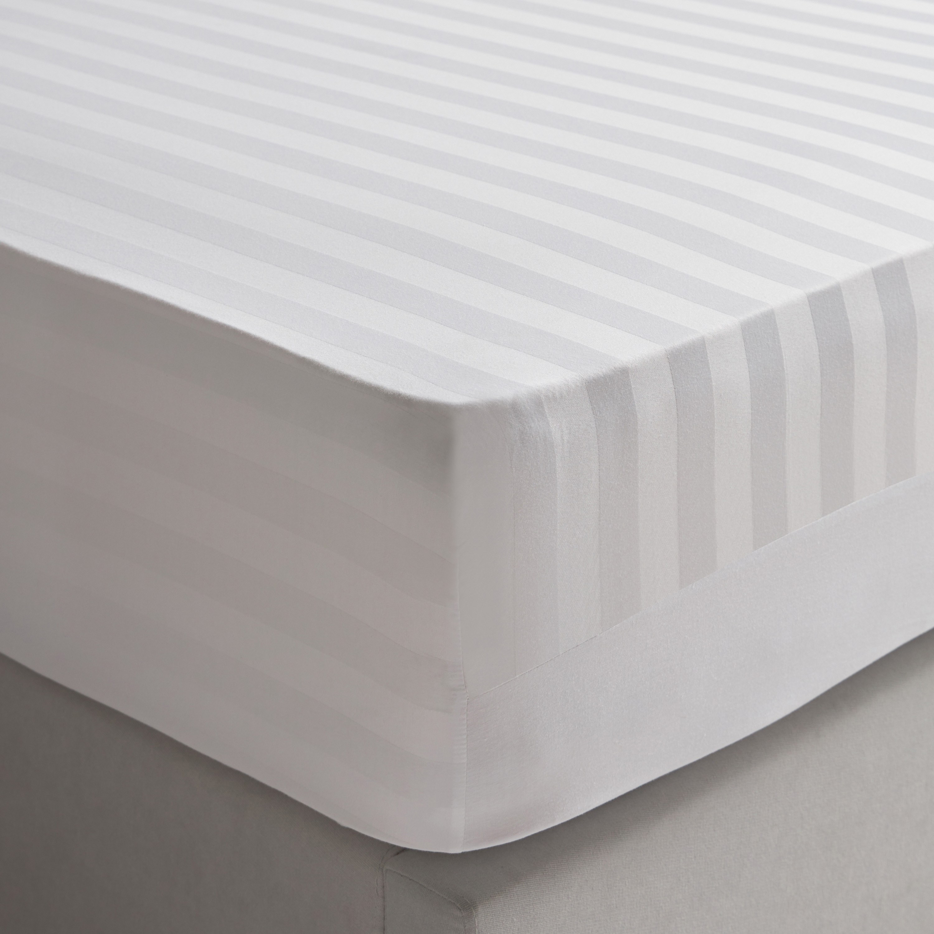 Satin Stripe Pima Cotton Sateen 525 Thread Count Full Fitted Sheet  - 120x200 cm-household-bedding-sheetsandpillowcases-fittedsheets-image-1