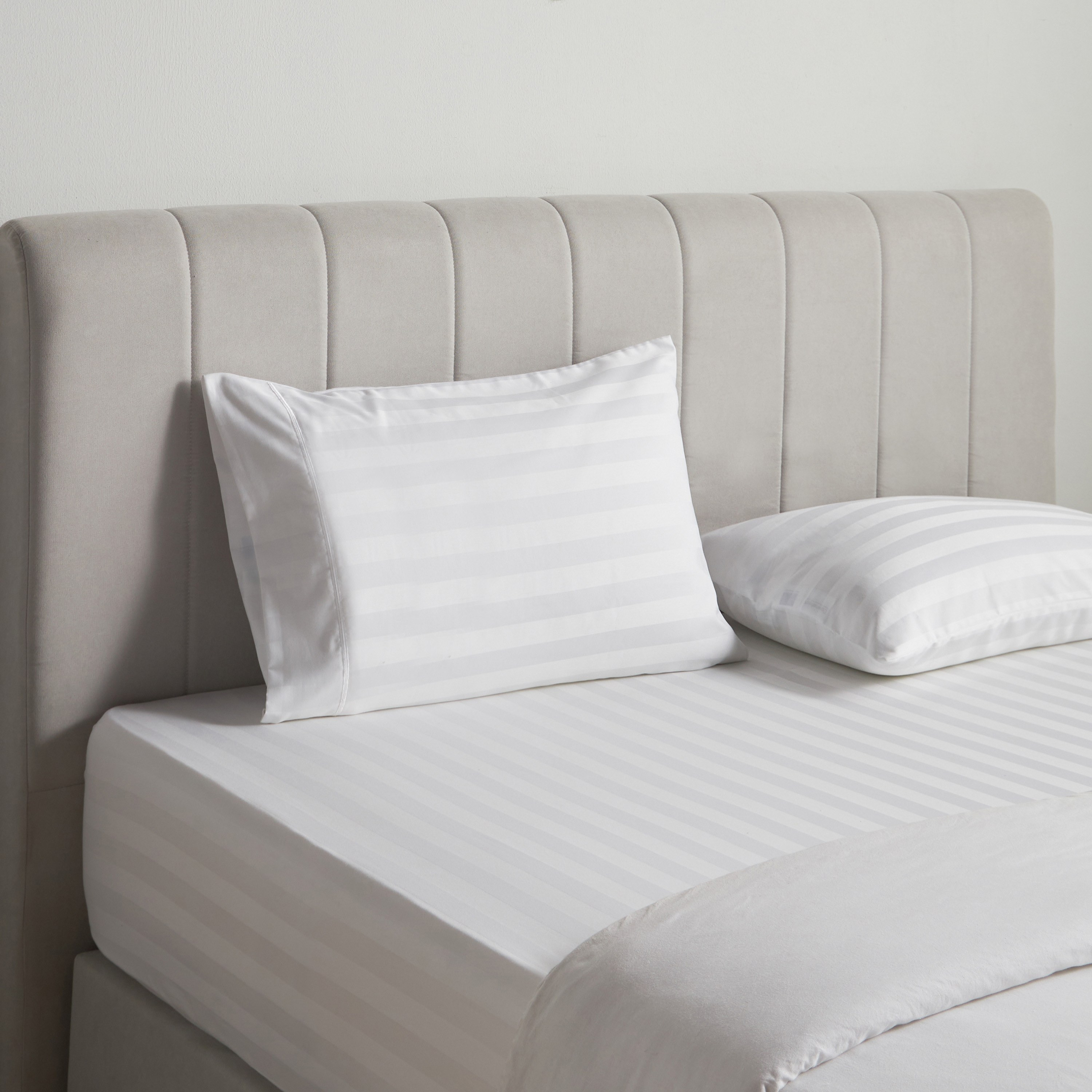 Satin Stripe Pima Cotton Sateen 525 Thread Count Full Fitted Sheet  - 120x200 cm-household-bedding-sheetsandpillowcases-fittedsheets-image-2