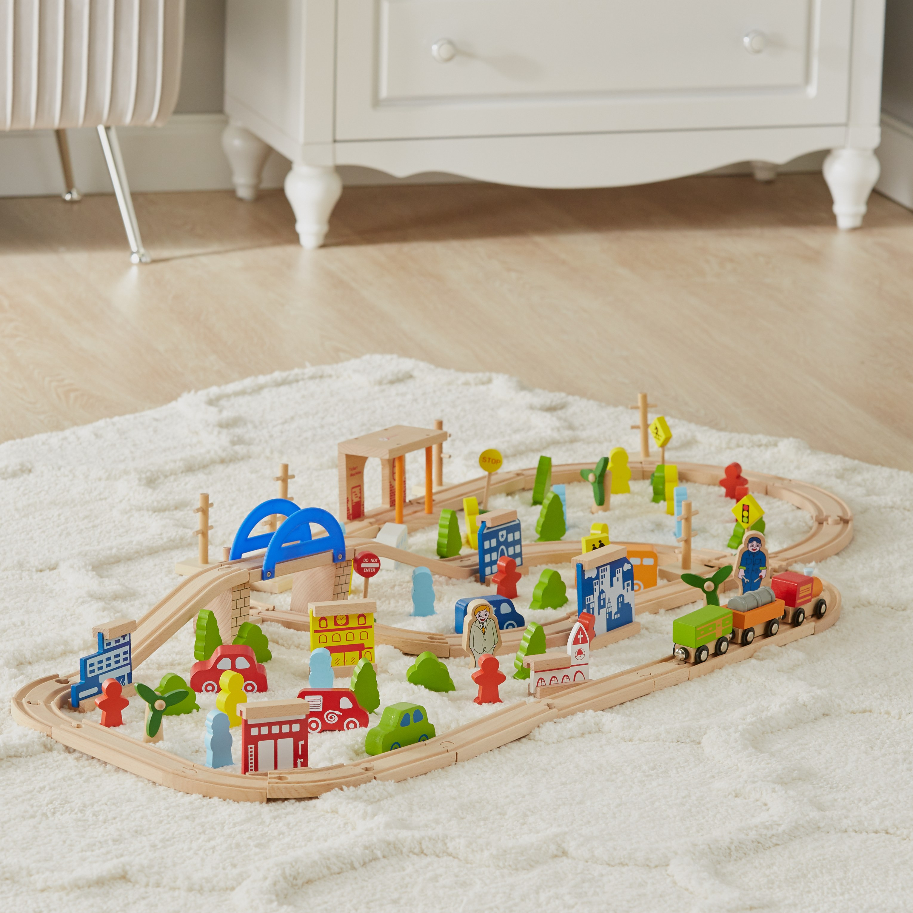 Carousel wooden cheap train set