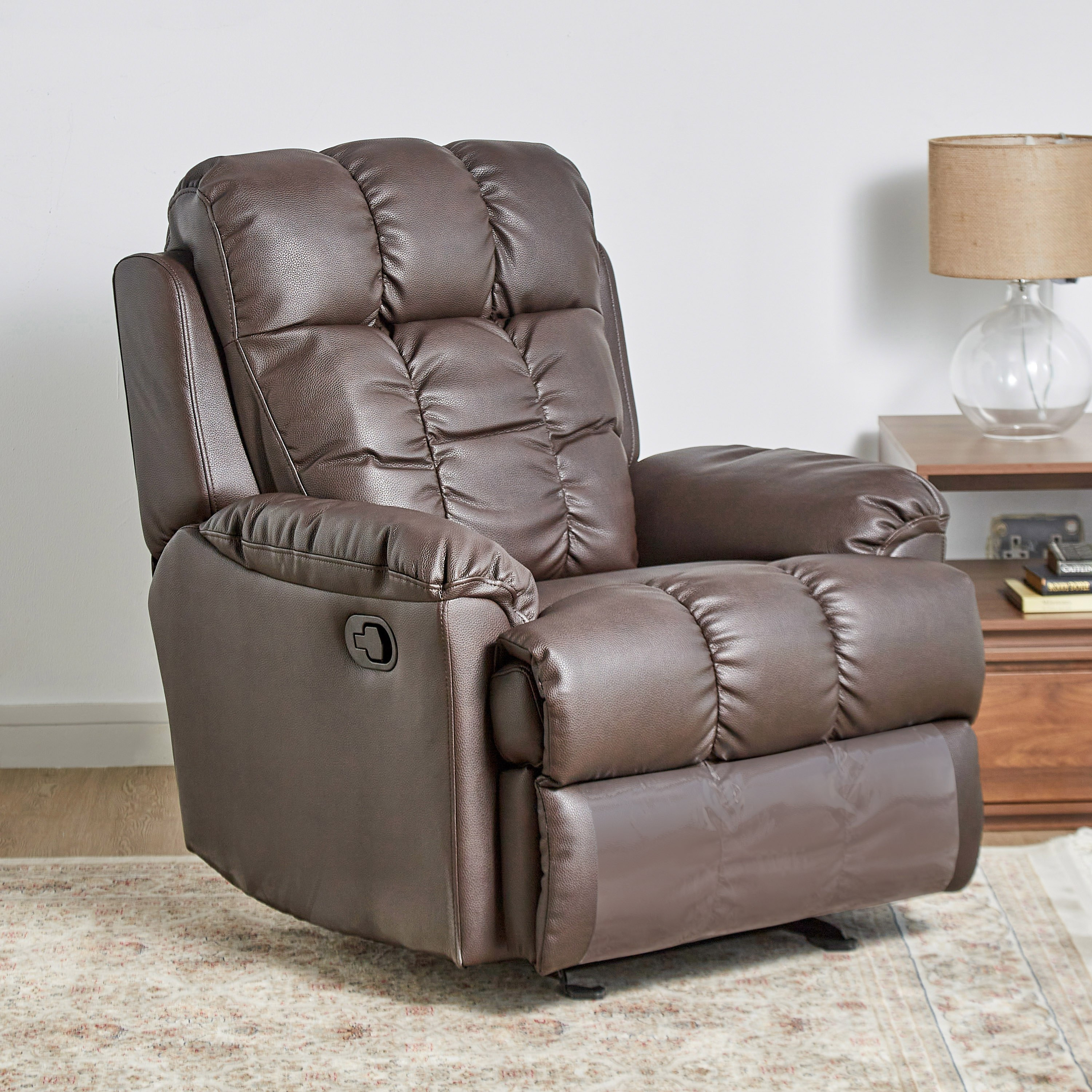 Faux leather outlet recliner chair