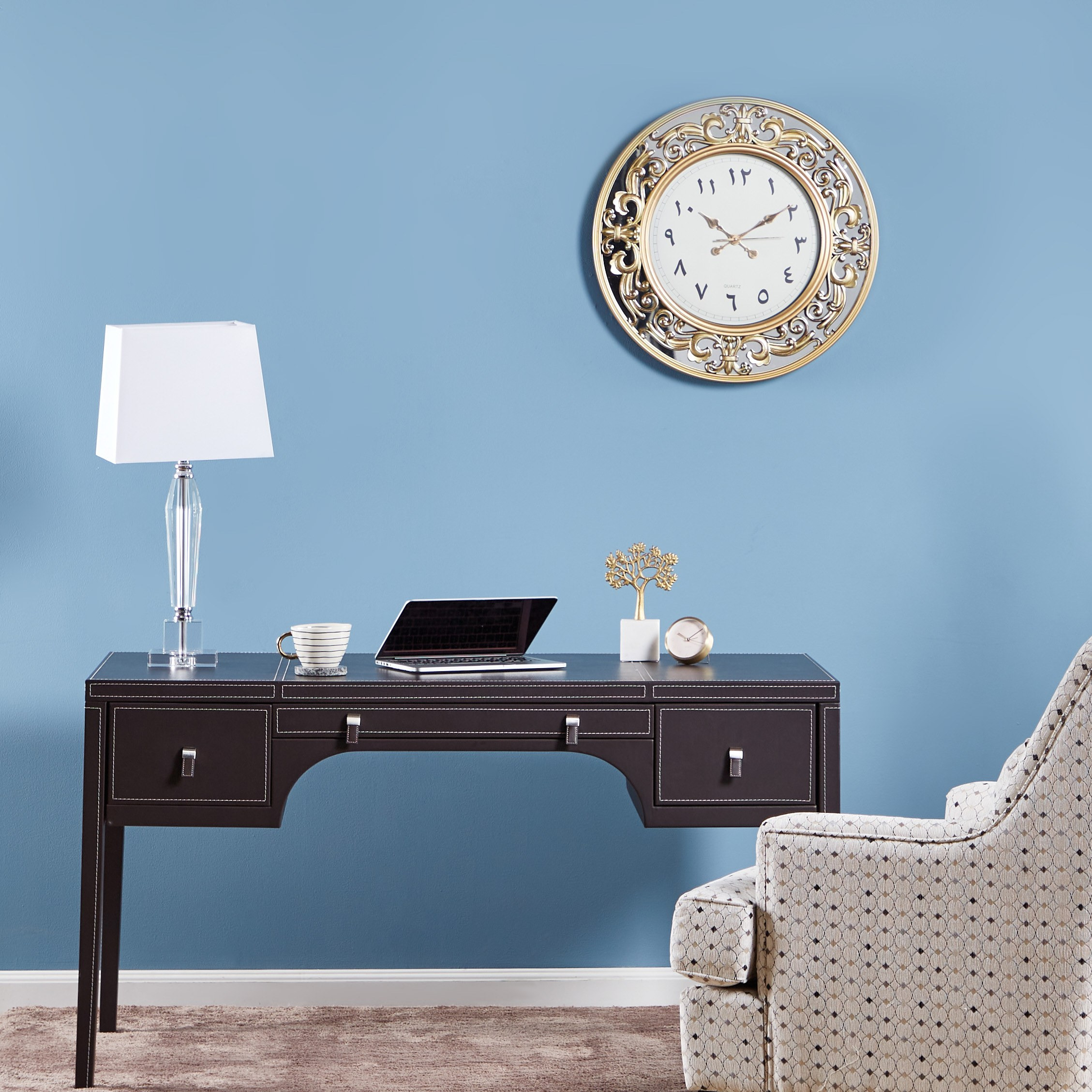 Ansdell Metallic Finish Round Wall Clock-household-walldecorandmirrors-clocks-image-4