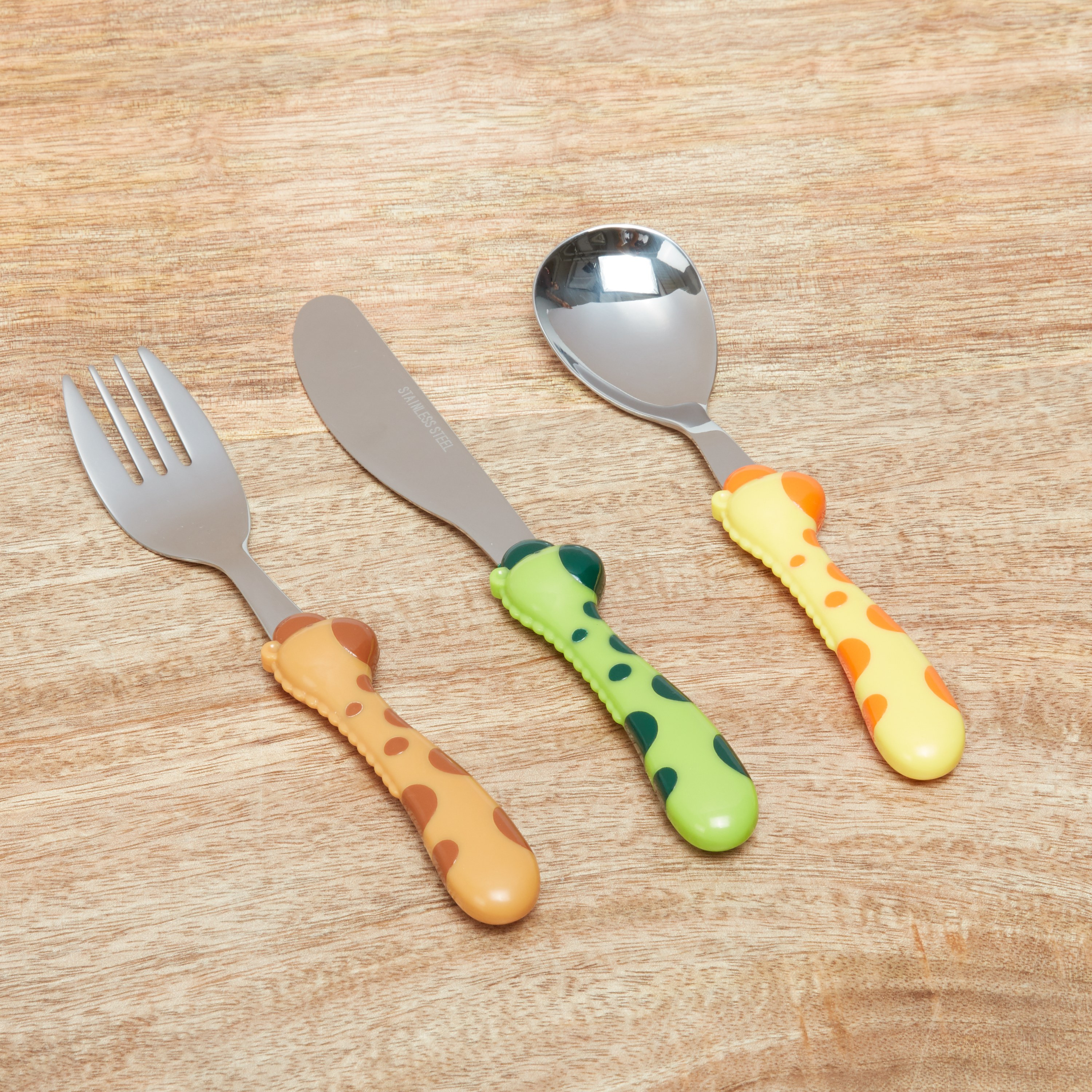 مجموعة أدوات مطبخ من 3 قطع بطبعات زرافة-babyandkids-eatanddrink-cutlery-image-2