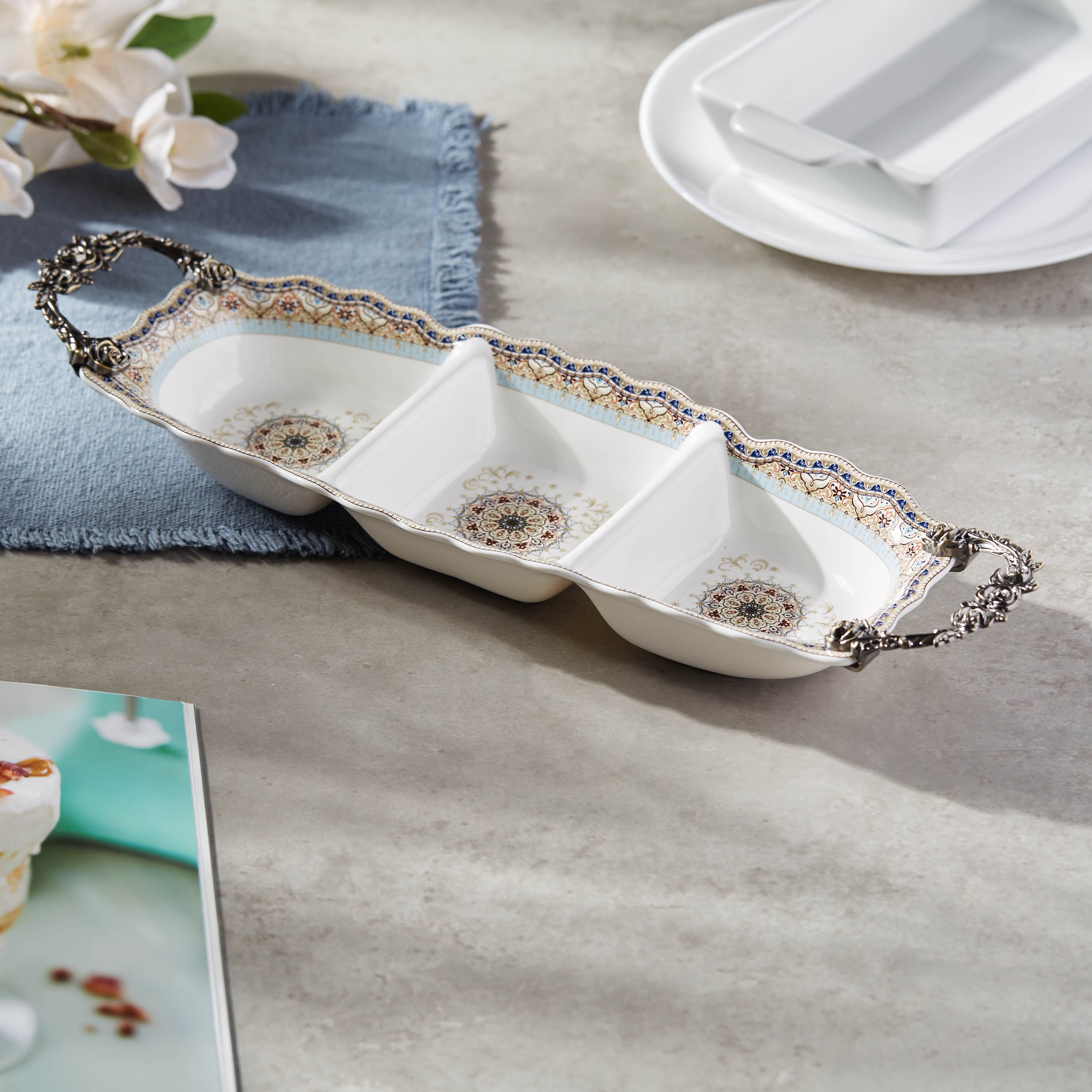 Danietta Partition Serving Platter - 45x14 cm-household-dining-serveware-chipsanddip-image-2