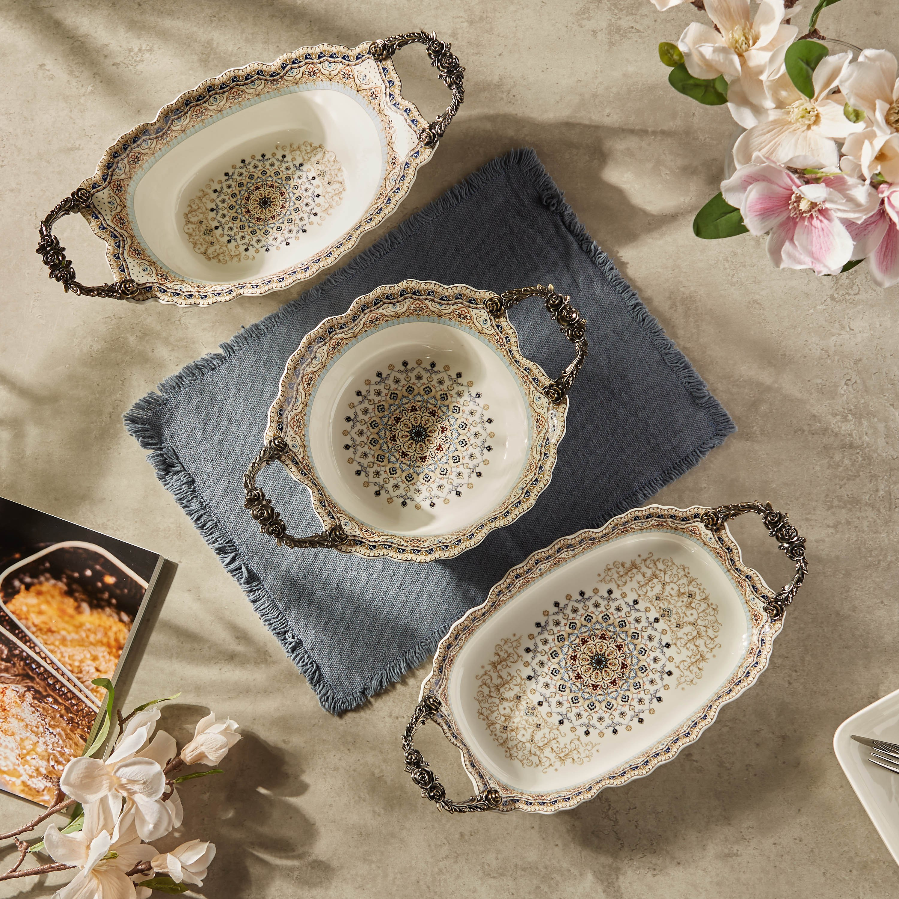 Danietta Printed Dinner Plates Shop Danietta Deep Serving Bowl 35x26 Cm  Online Centrepoint Oman