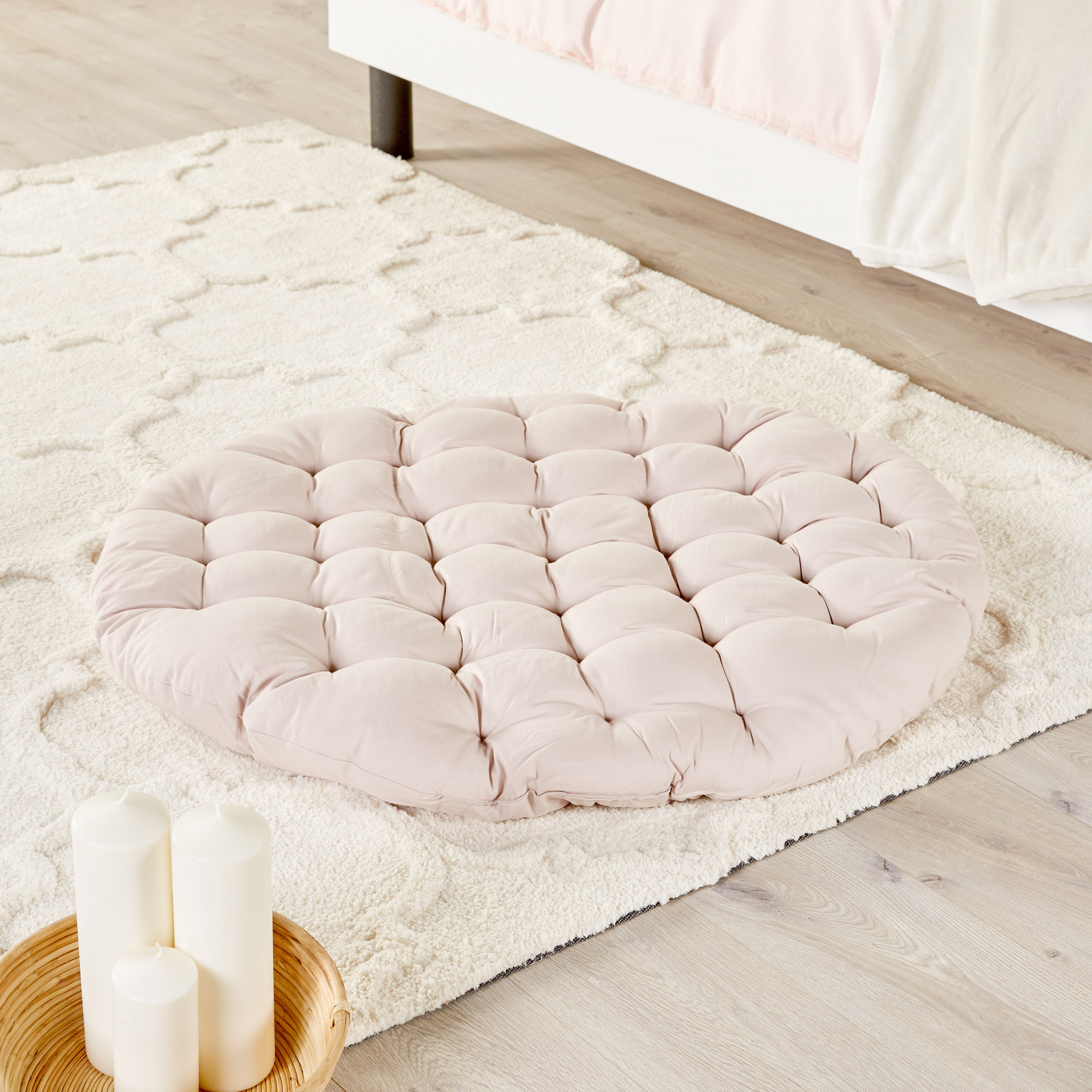 Mabelline Quilted Circular Cushion - 100x55 cms-household-cushionsandthrows-floorcushions-image-2