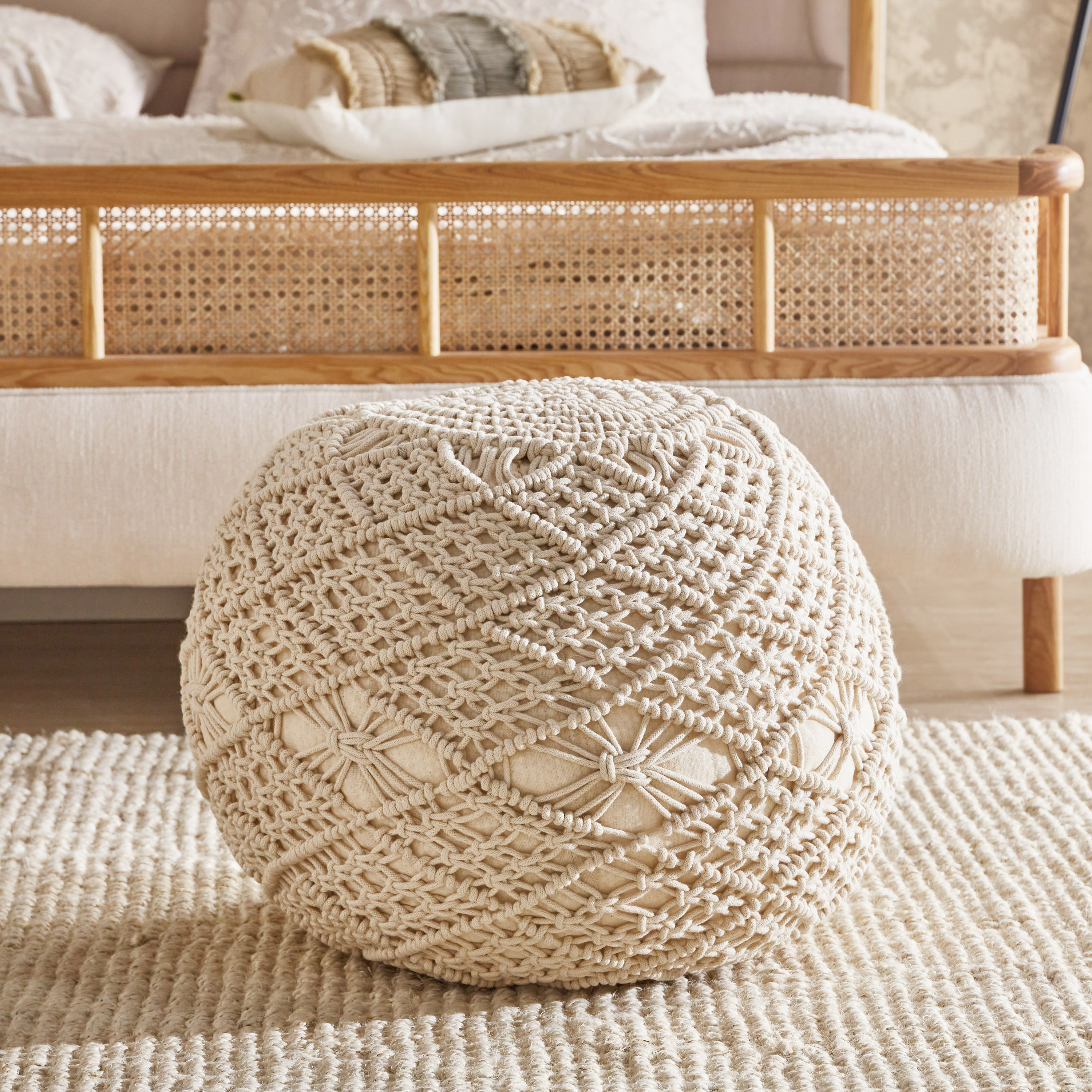 Macrane Pouf - 40x55 cm-household-cushionsandthrows-poufs-image-1