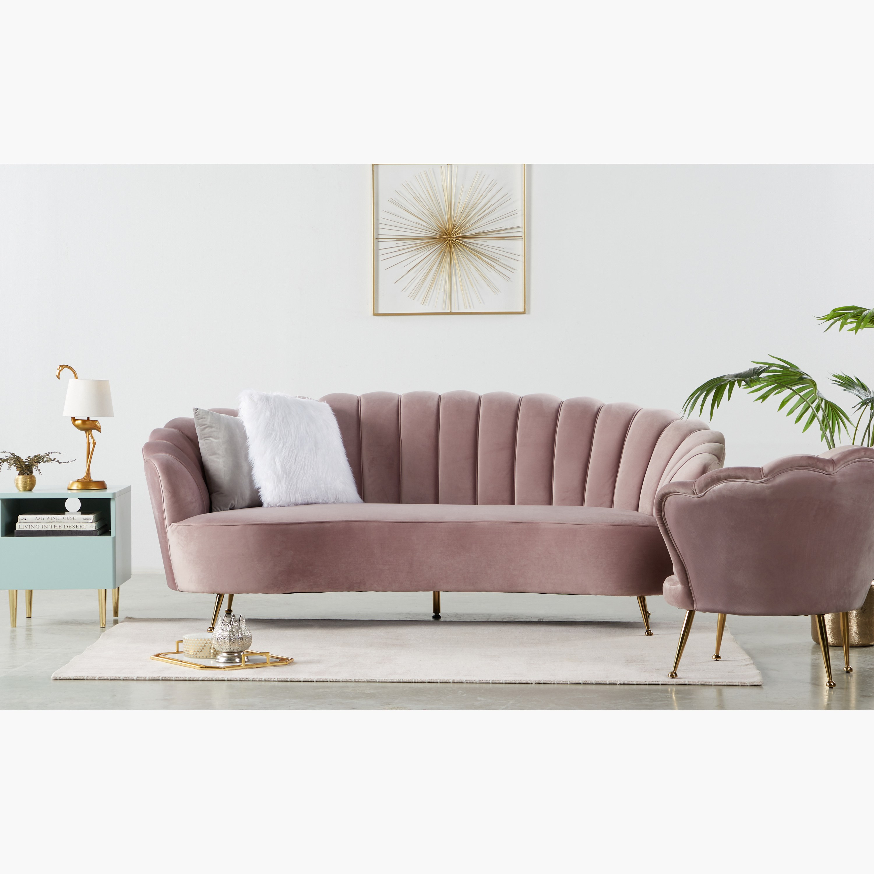 Pink shell store sofa