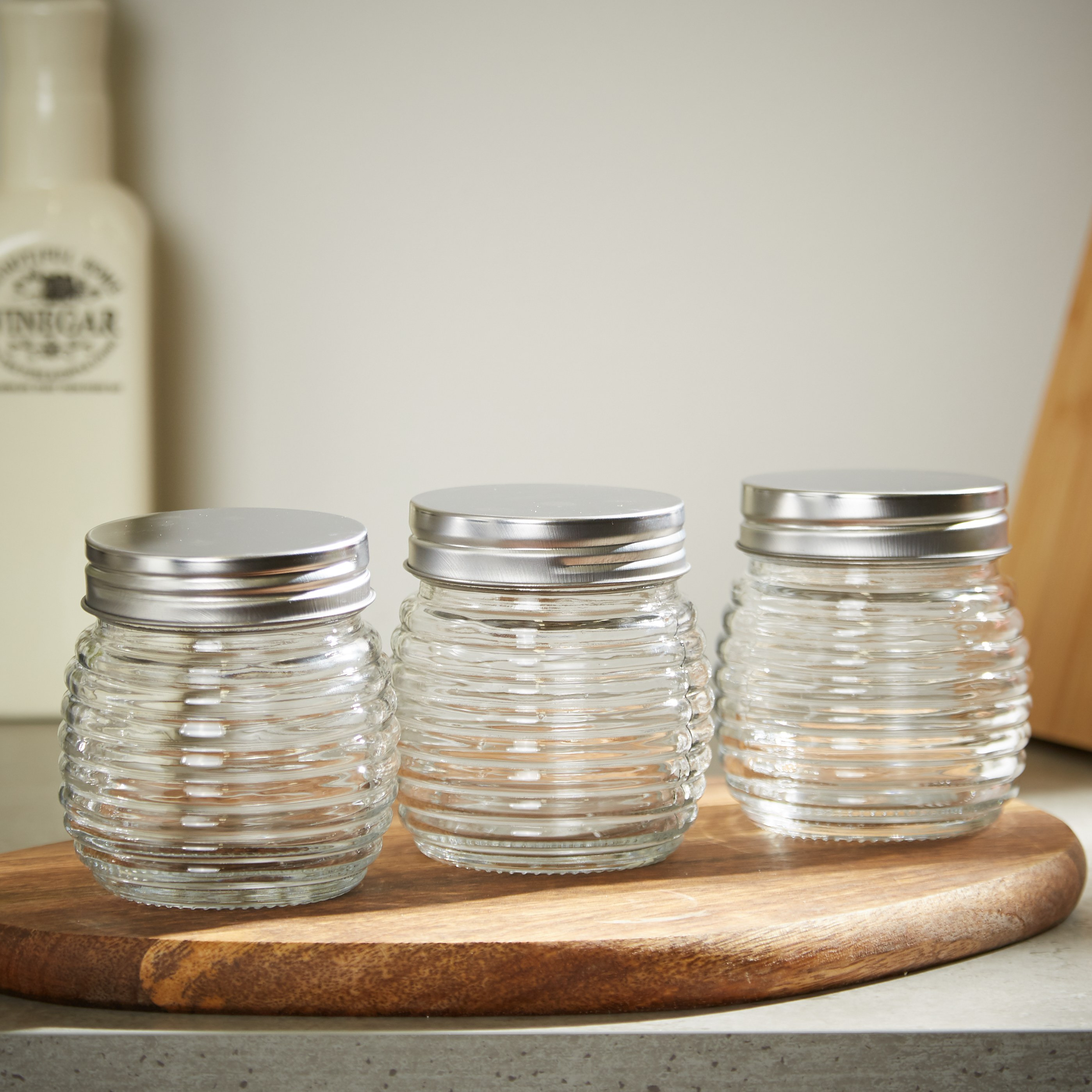 Glass jars for store kitchen storage