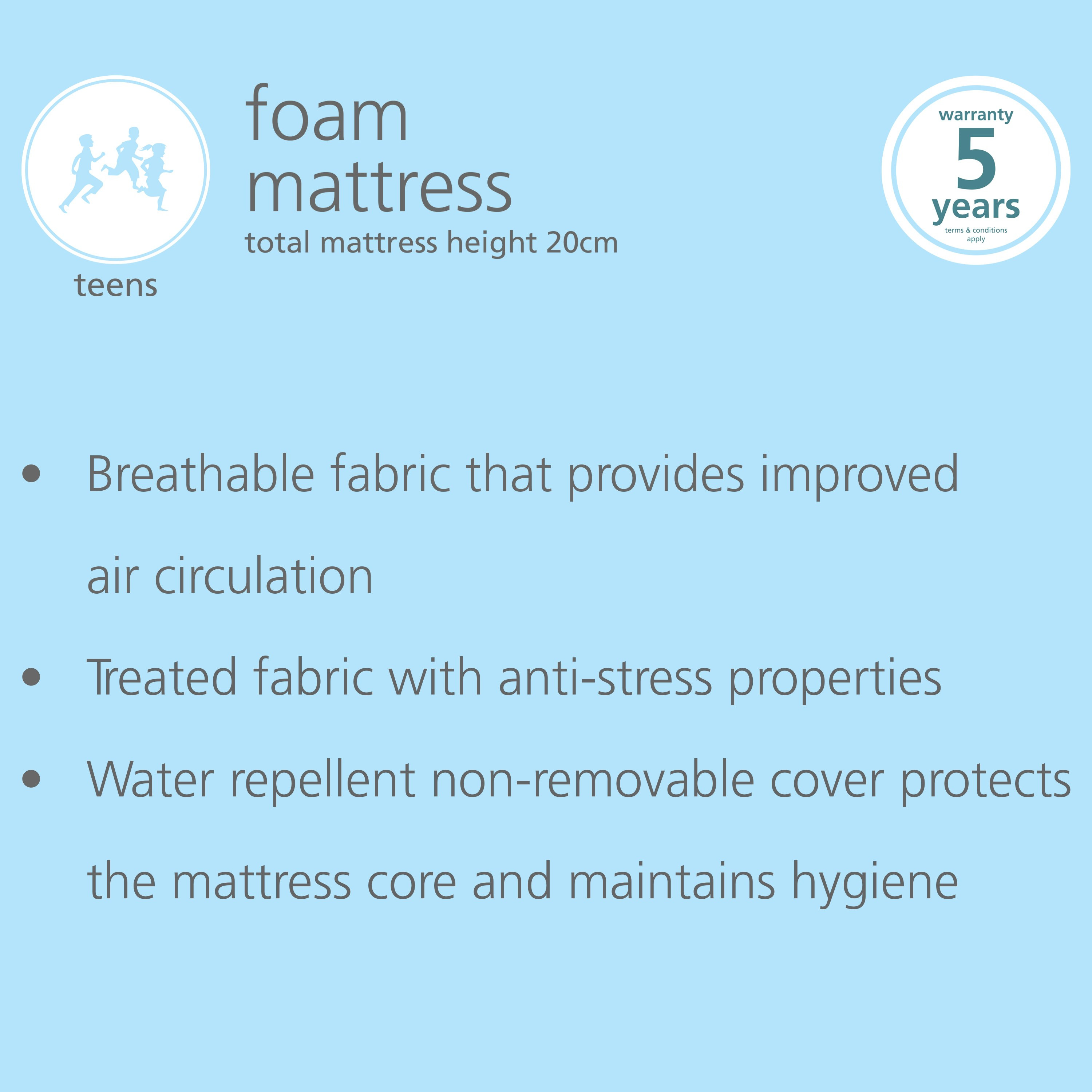 Teens Foam Single Mattress - 120x200 cm-babyandkids-mattresses-singlemattresses-image-5