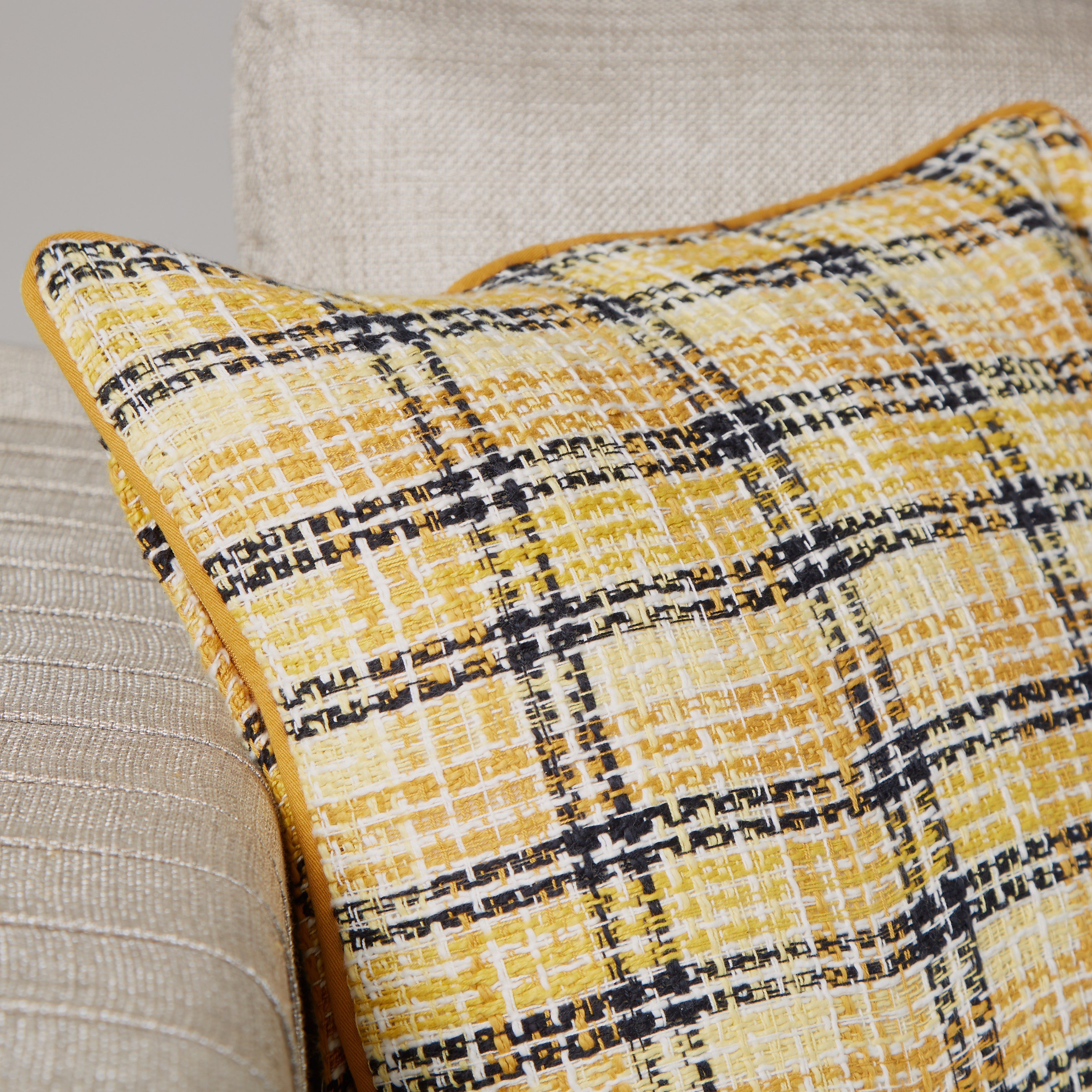 Yellow sales checked cushions