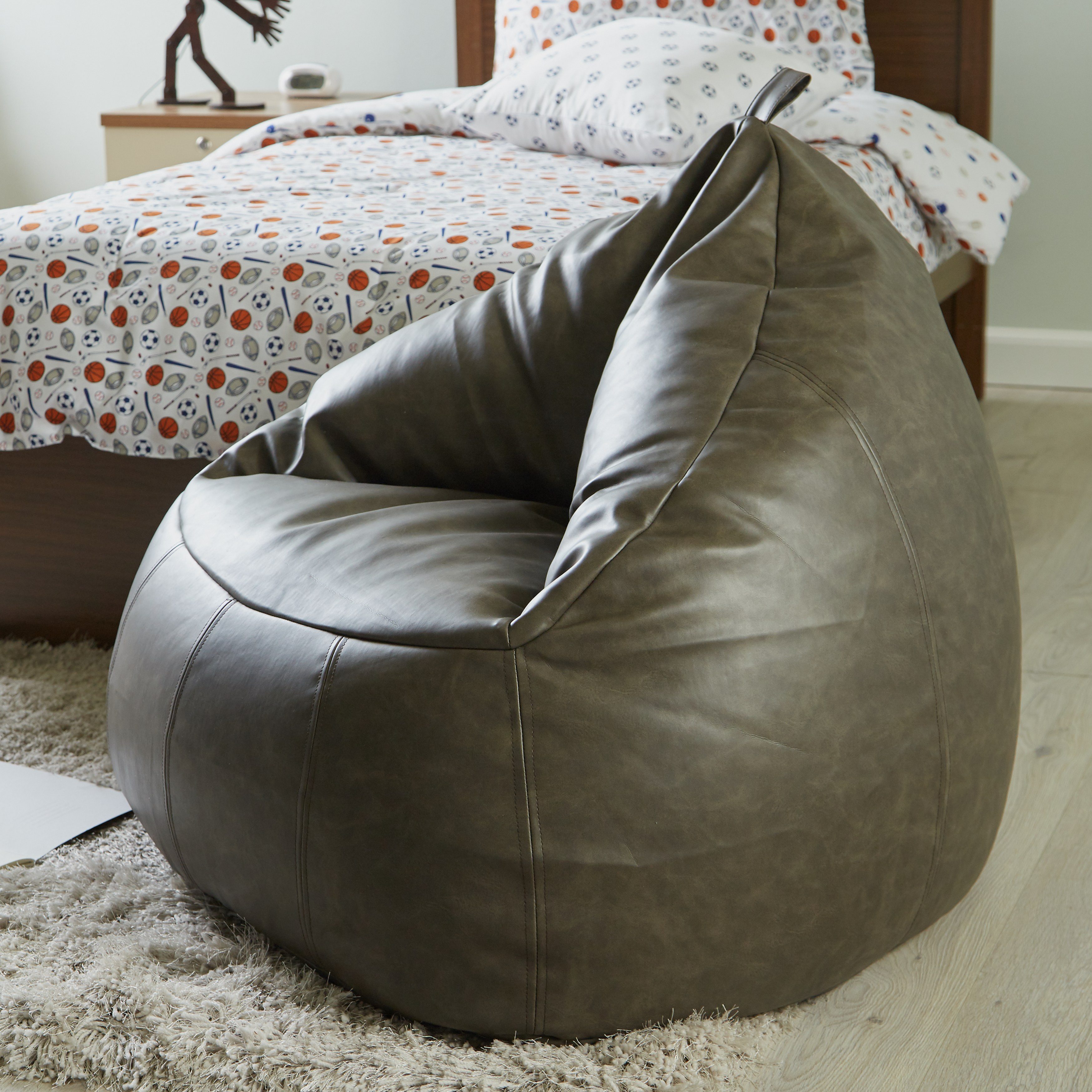 Brown leather deals bean bag chair