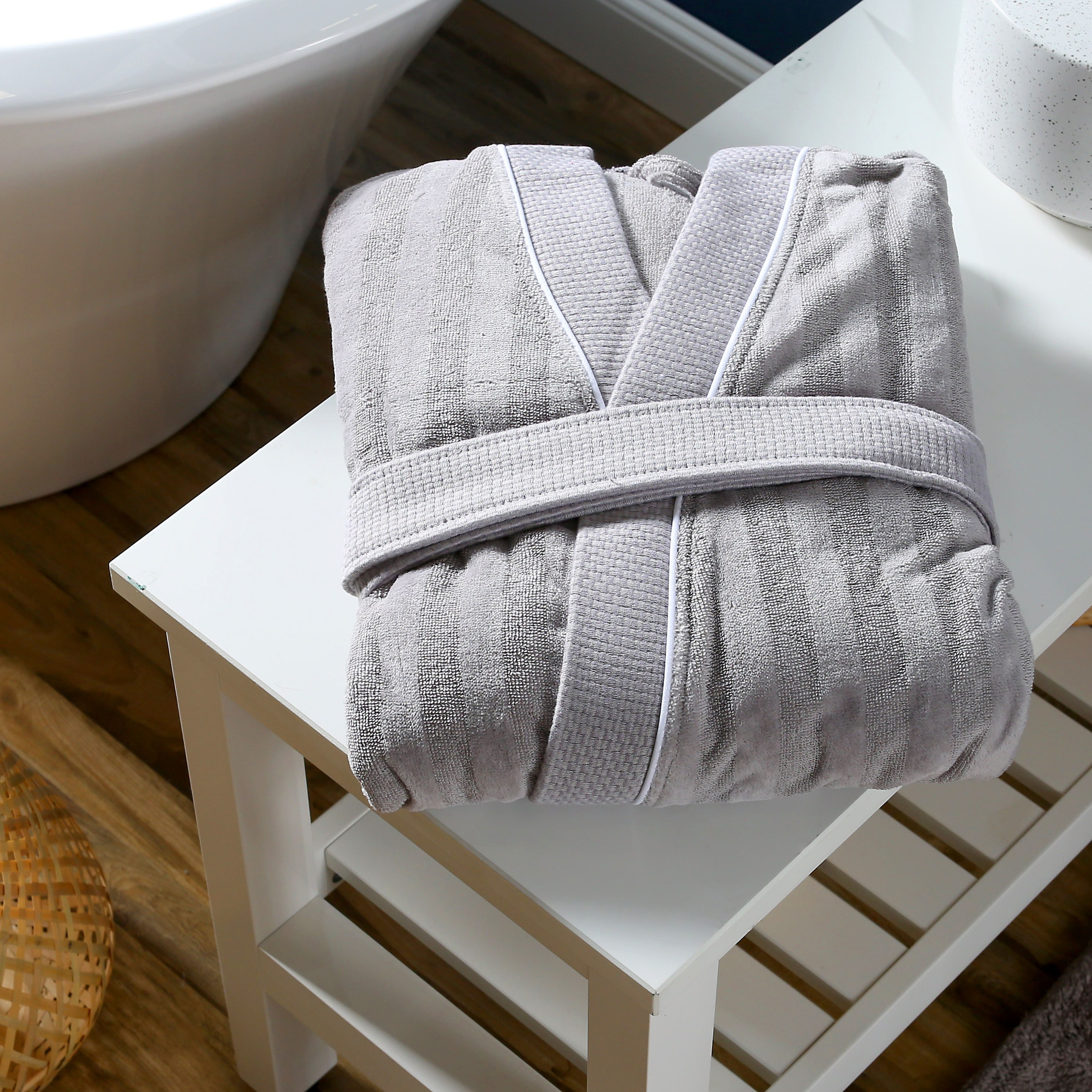Wellington Textured Striped Cotton Bathrobe-household-bathandlaundry-bathlinen-bathrobesandslippers-bathrobes-image-4