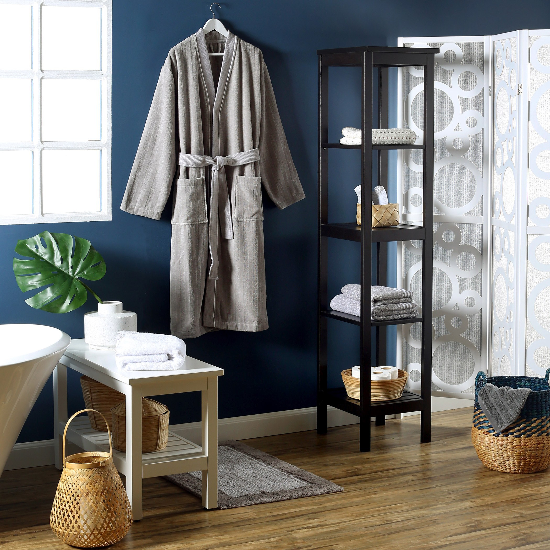 Wellington Textured Striped Cotton Bathrobe-household-bathandlaundry-bathlinen-bathrobesandslippers-bathrobes-image-6
