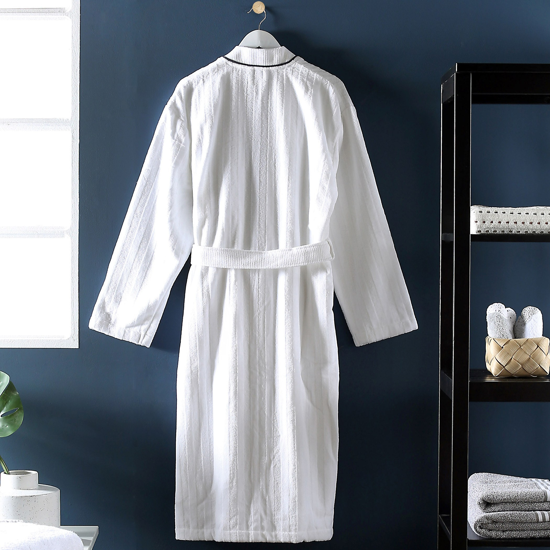 Wellington Textured Striped Cotton Bathrobe-household-bathandlaundry-bathlinen-bathrobesandslippers-bathrobes-image-2