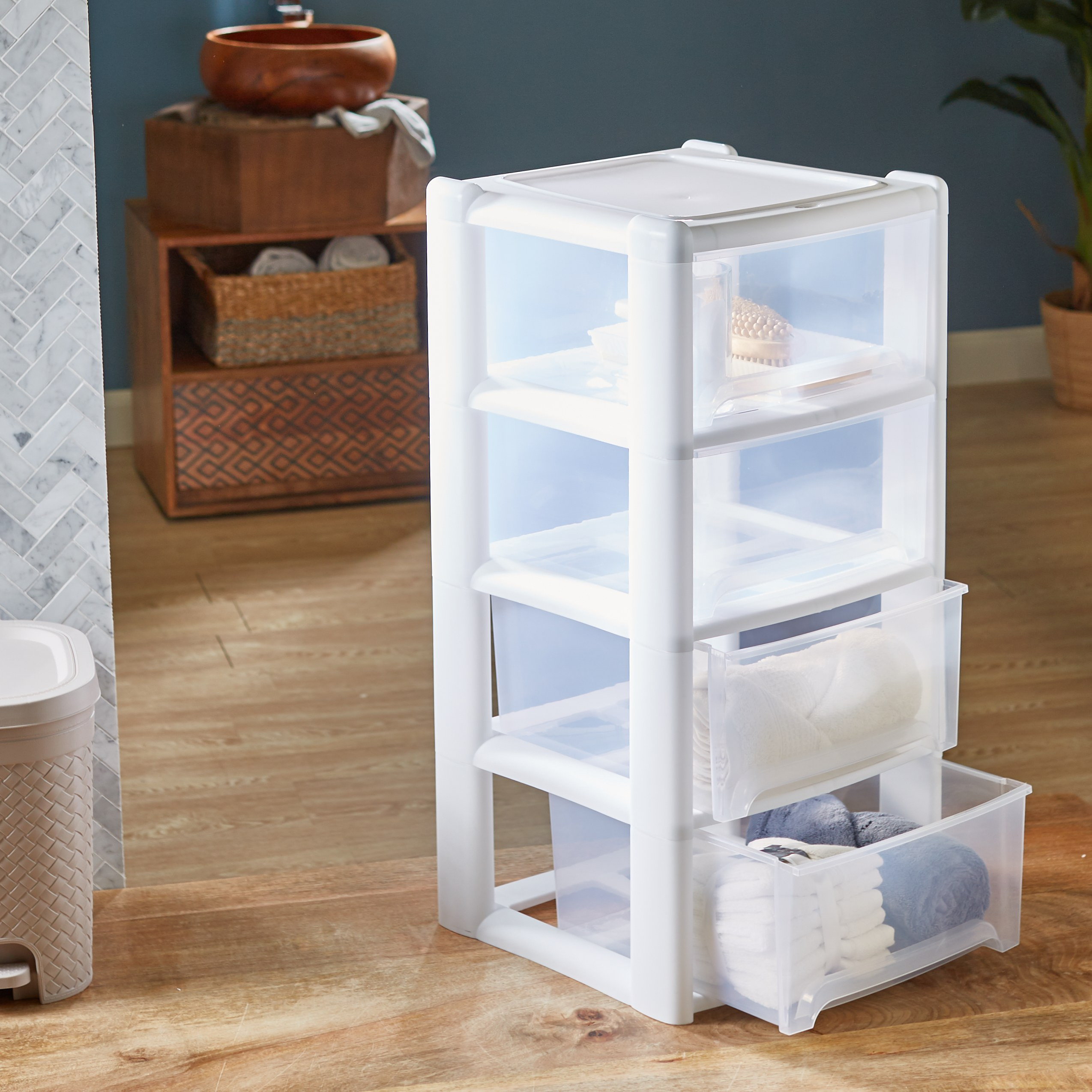 Lucca 4-Drawer Tower - 39x39x80 cms-household-storage-storagesolutions-drawercabinets-image-2