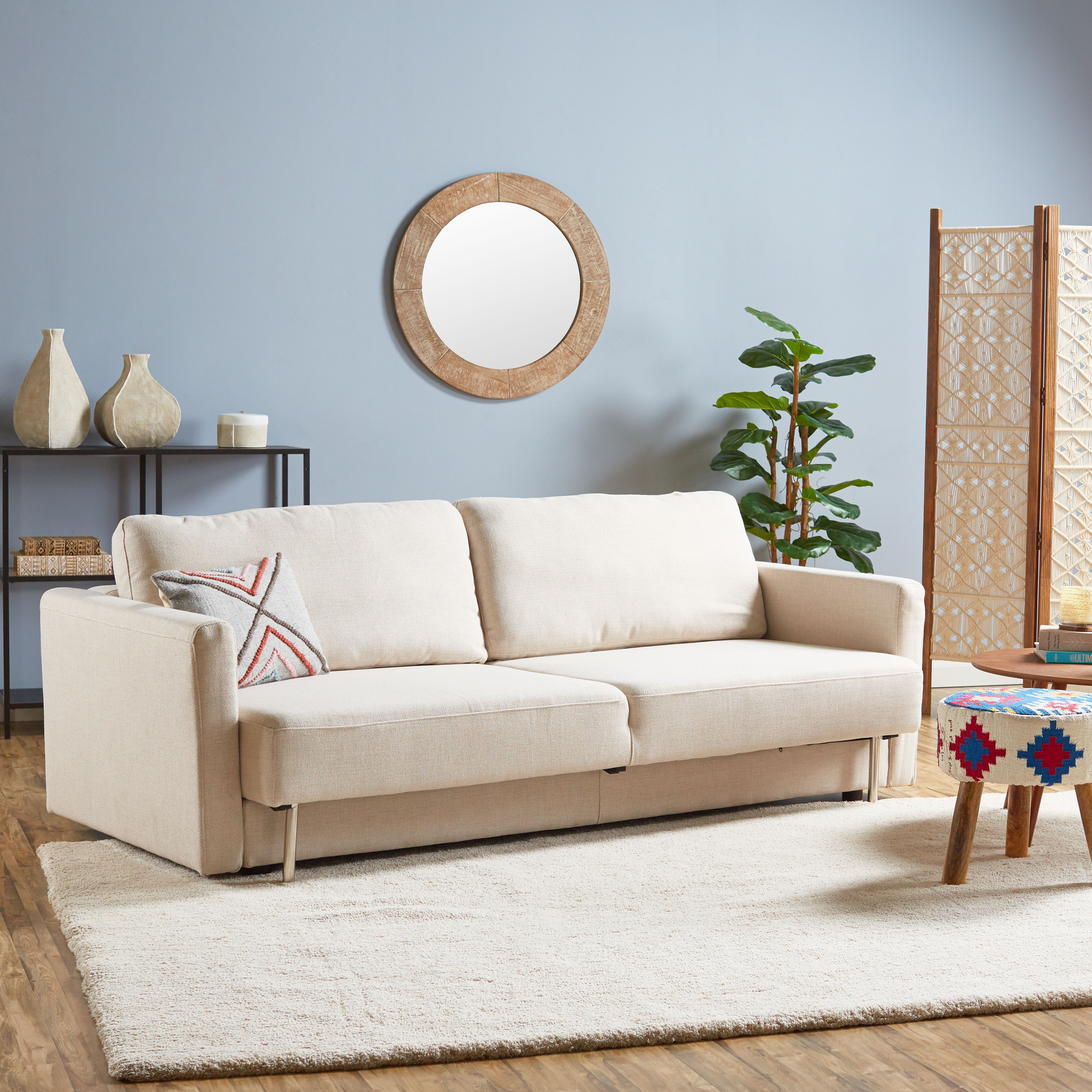 Zell 3-Seater Fabric Sofa Bed with Storage
