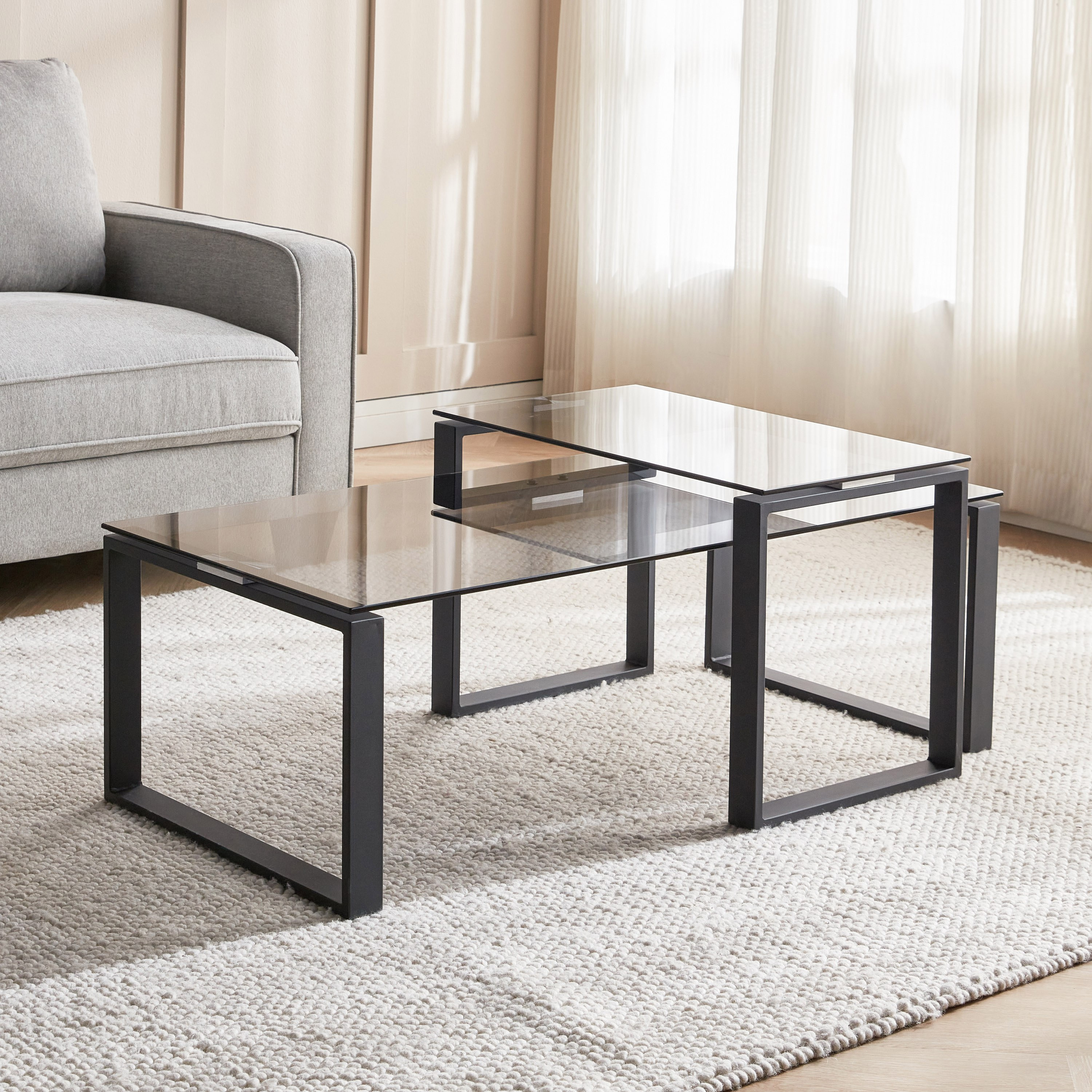 Katrine 2-Piece Glass Top Coffee Table Set