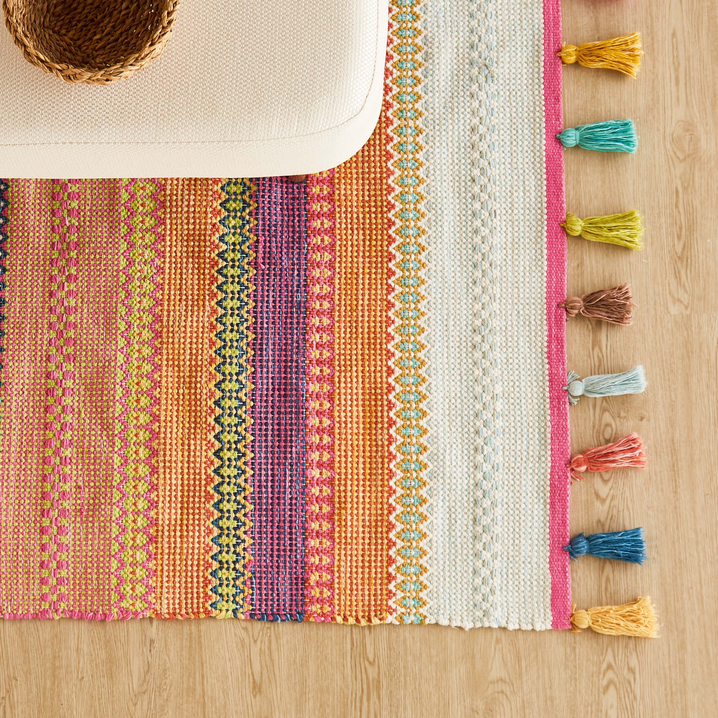 Bright Stripe Handwoven Rug - 90x150 cm