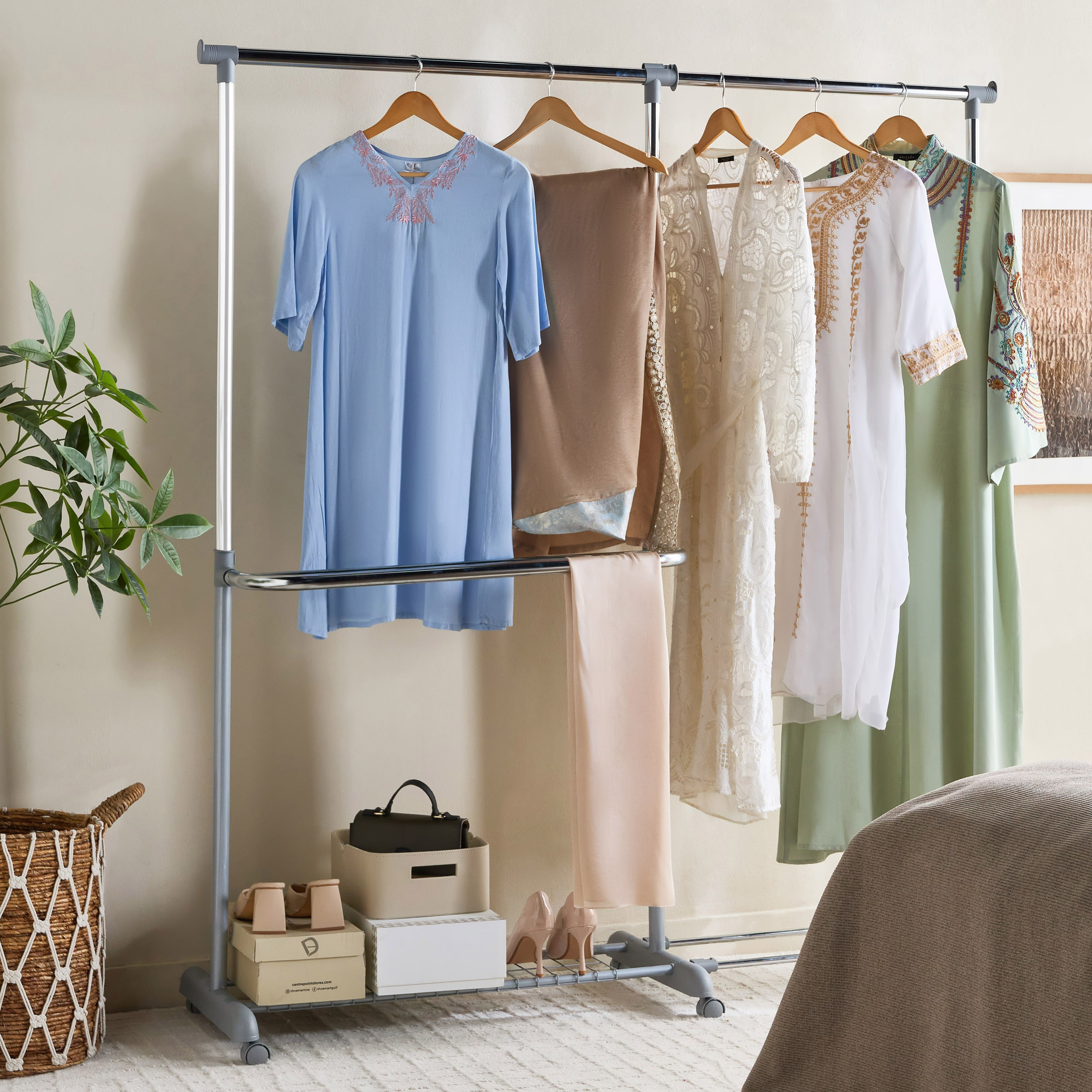 Morgan Extendable Single Clothes Rack - 59 to 180 cms-household-storage-storagesolutions-tallhangers-image-7